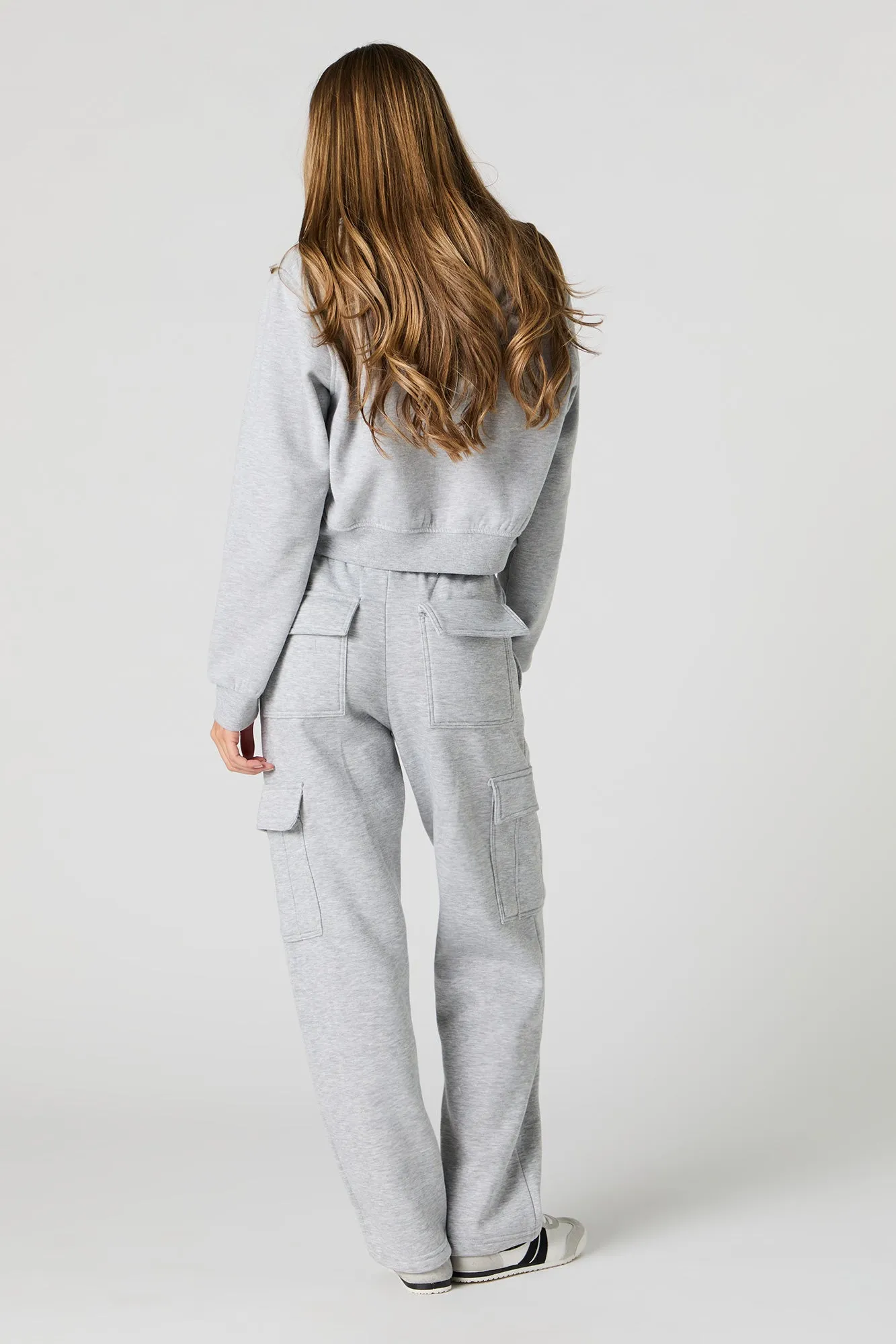 Fleece Wide Leg Cargo Sweatpant sold by Charlotte Russe product image thumbnail 3