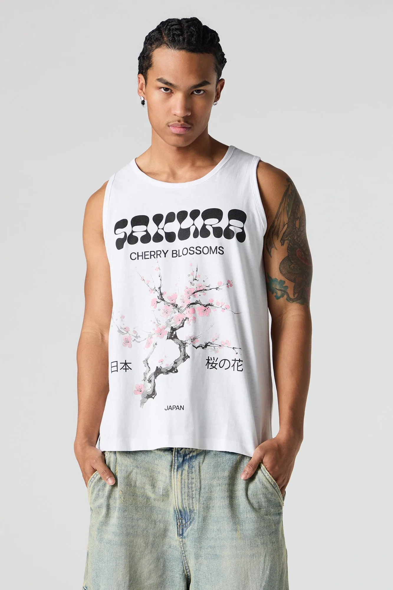 Sakura Graphic Tank sold by Charlotte Russe