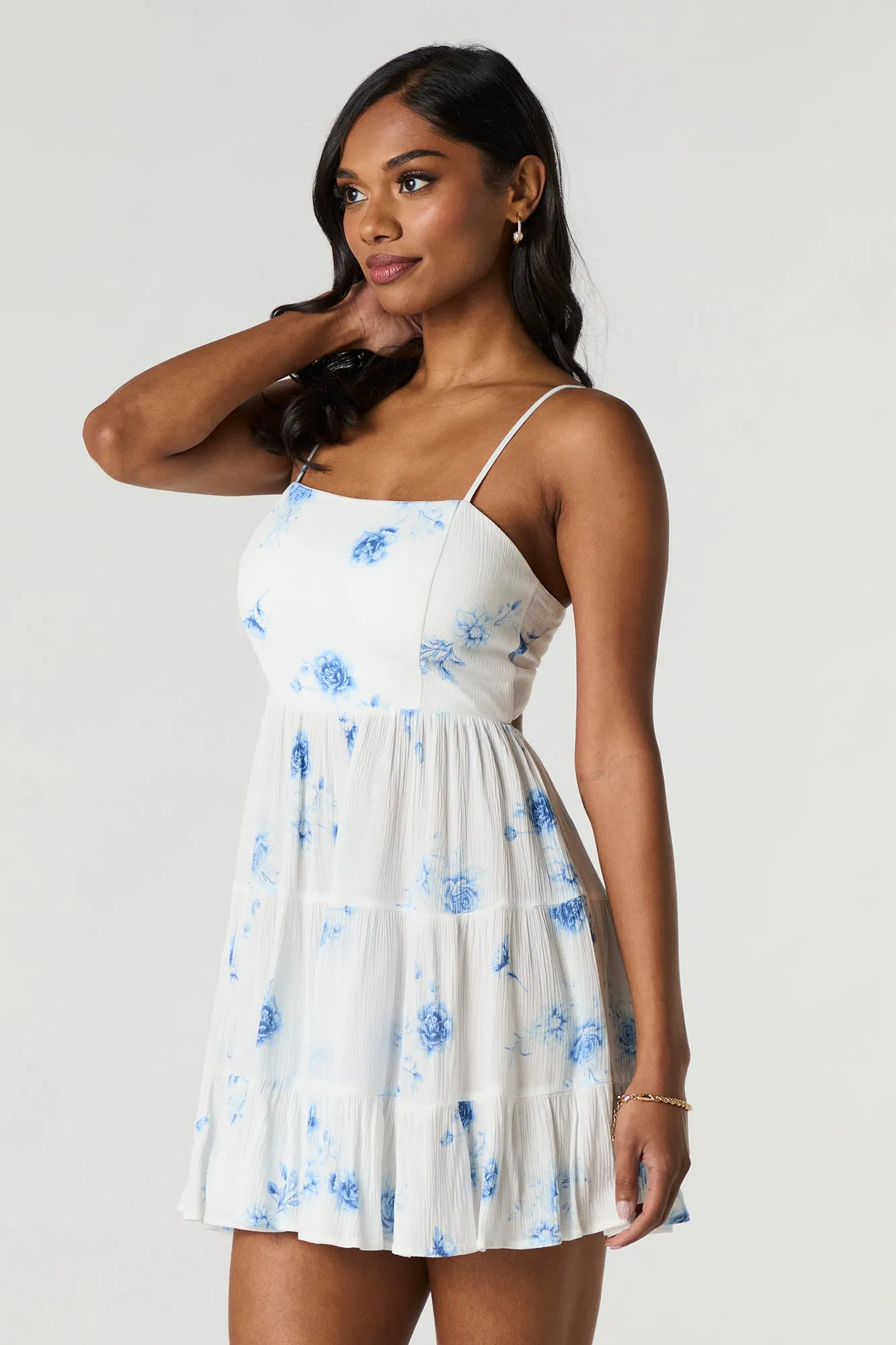 Tiered Mini Dress with Built-In Cups sold by Charlotte Russe