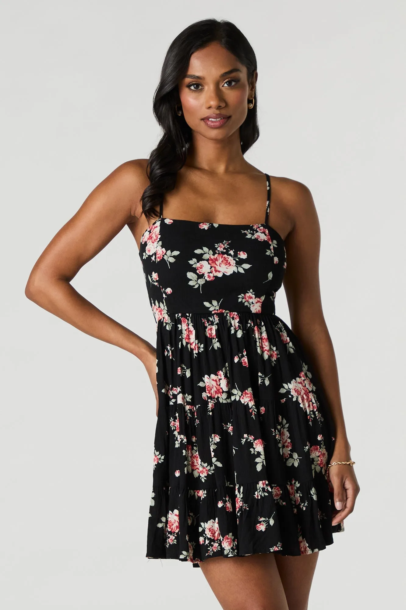 Tiered Mini Dress with Built-In Cups sold by Charlotte Russe product image thumbnail 4