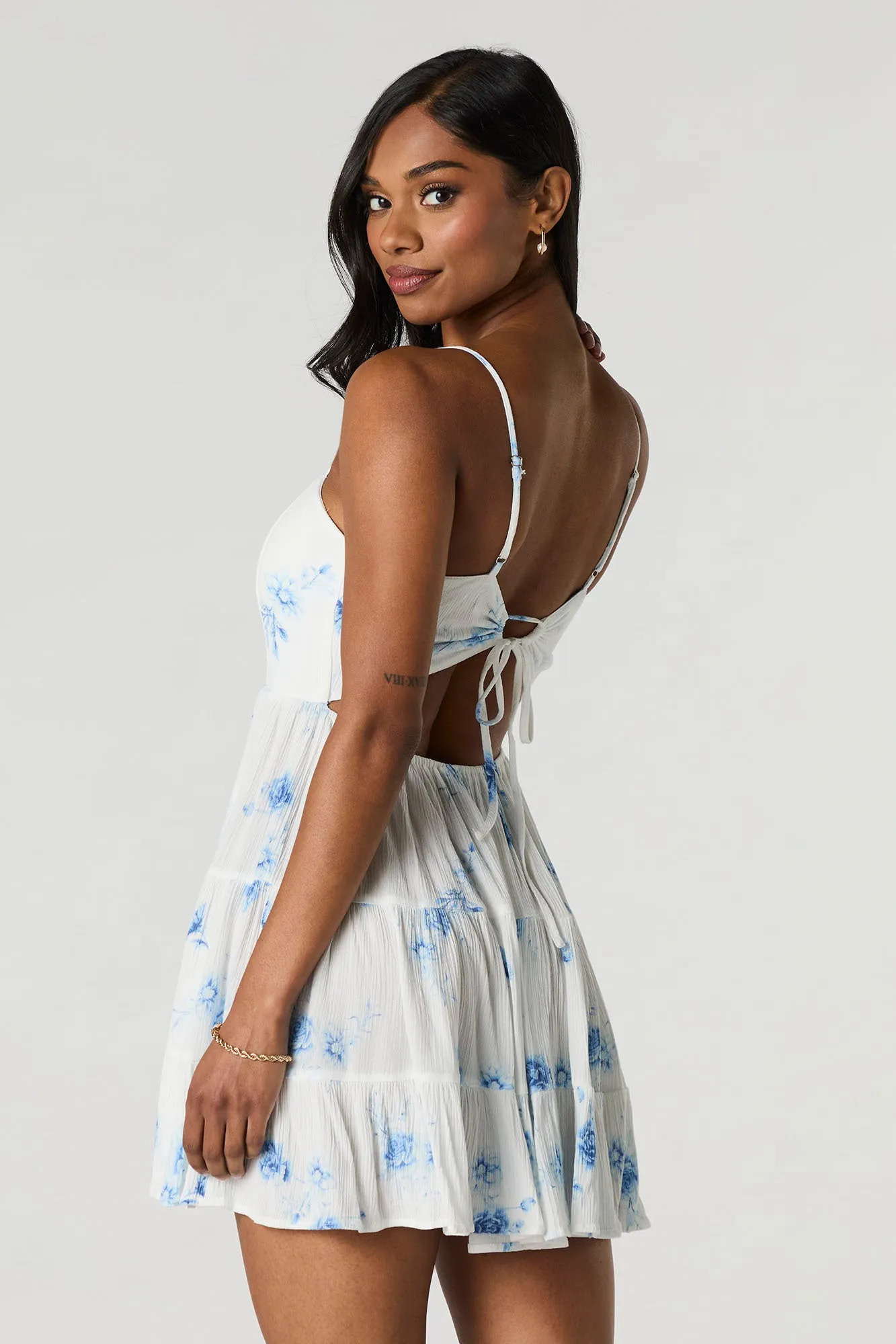 Tiered Mini Dress with Built-In Cups sold by Charlotte Russe product image thumbnail 2