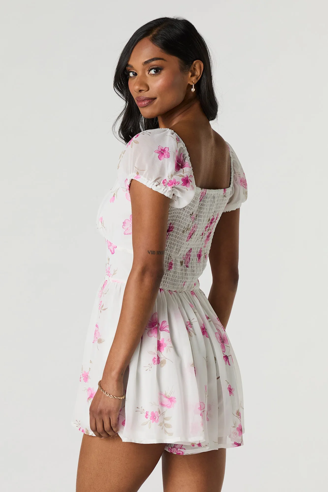 Floral Chiffon Milkmaid Romper sold by Charlotte Russe product image thumbnail 5