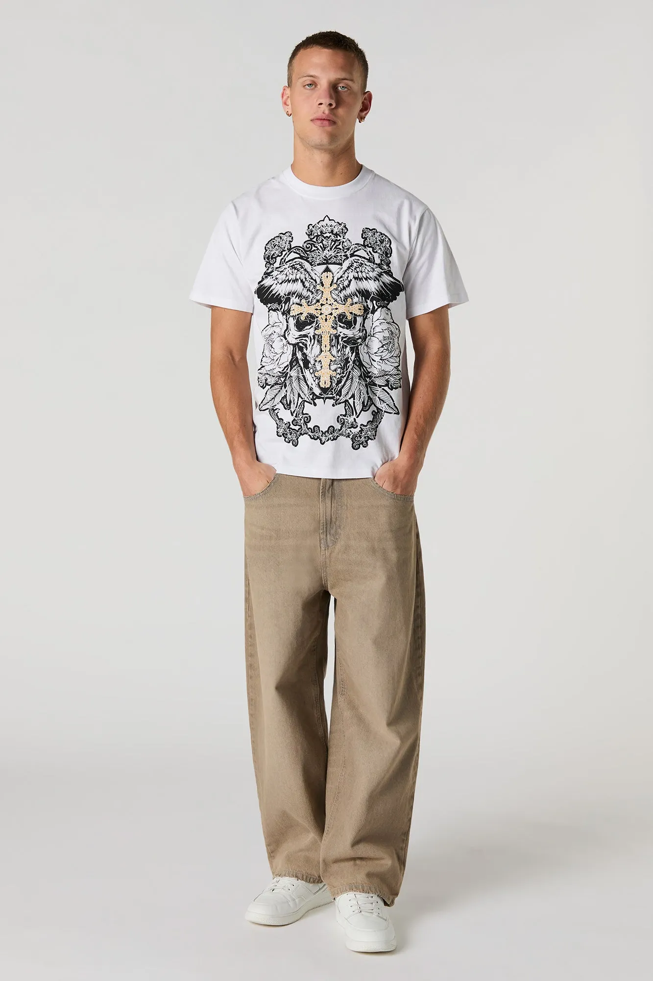 Skull Cross Graphic T-Shirt sold by Charlotte Russe product image thumbnail 3