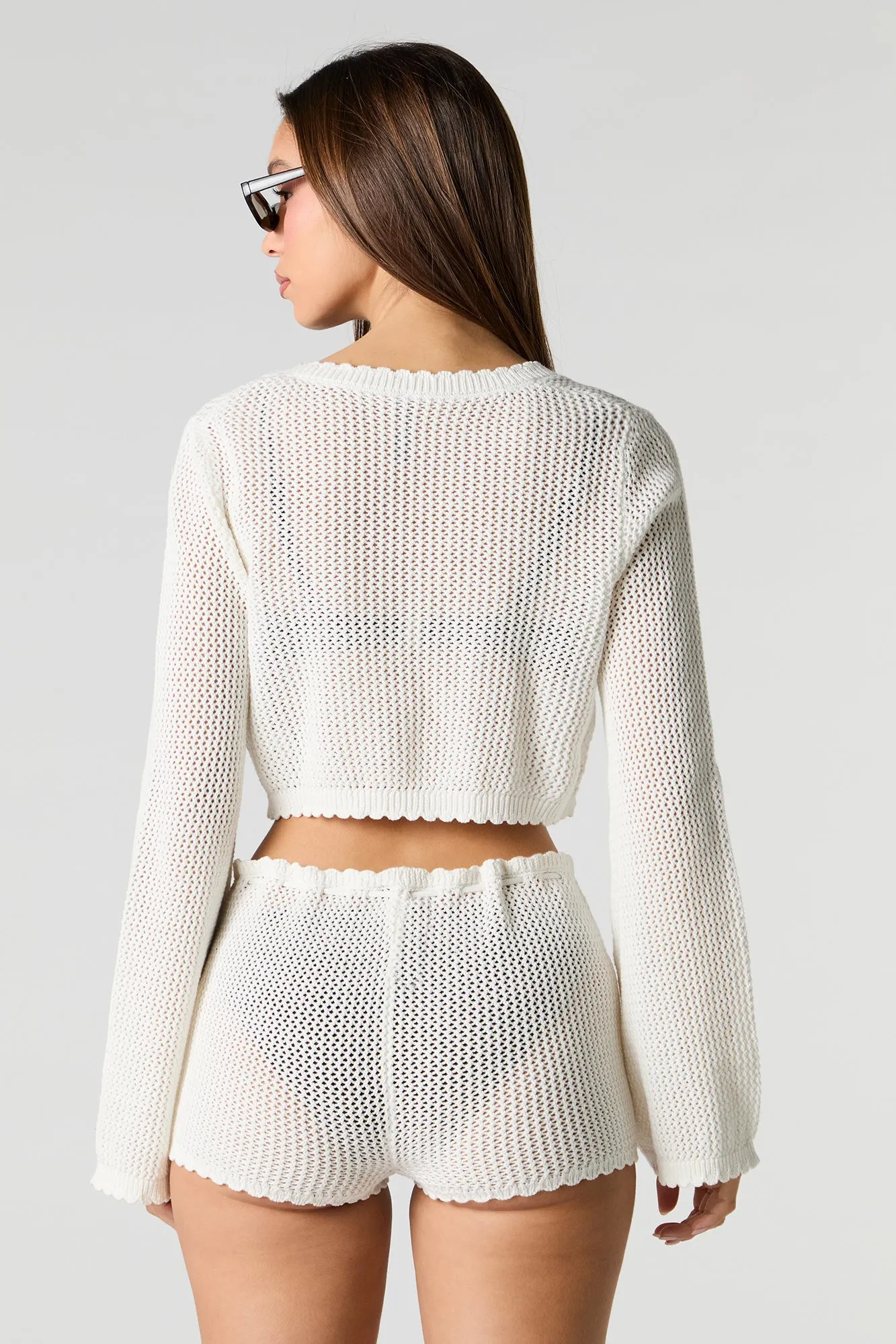 Knit Tie Front Cropped Cover Up sold by Charlotte Russe product image thumbnail 2