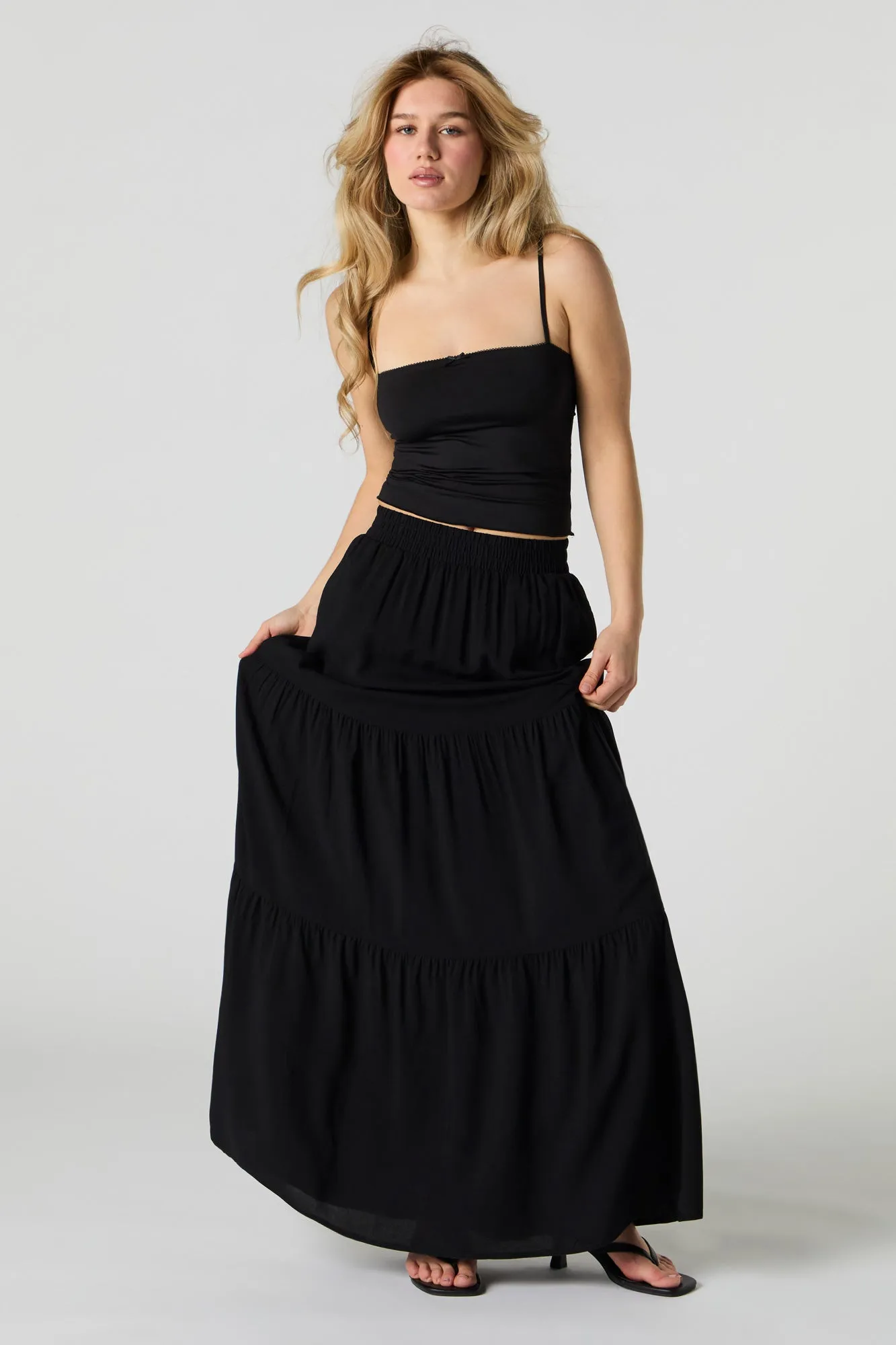 Tiered Maxi Skirt with Pockets sold by Charlotte Russe product image thumbnail 4