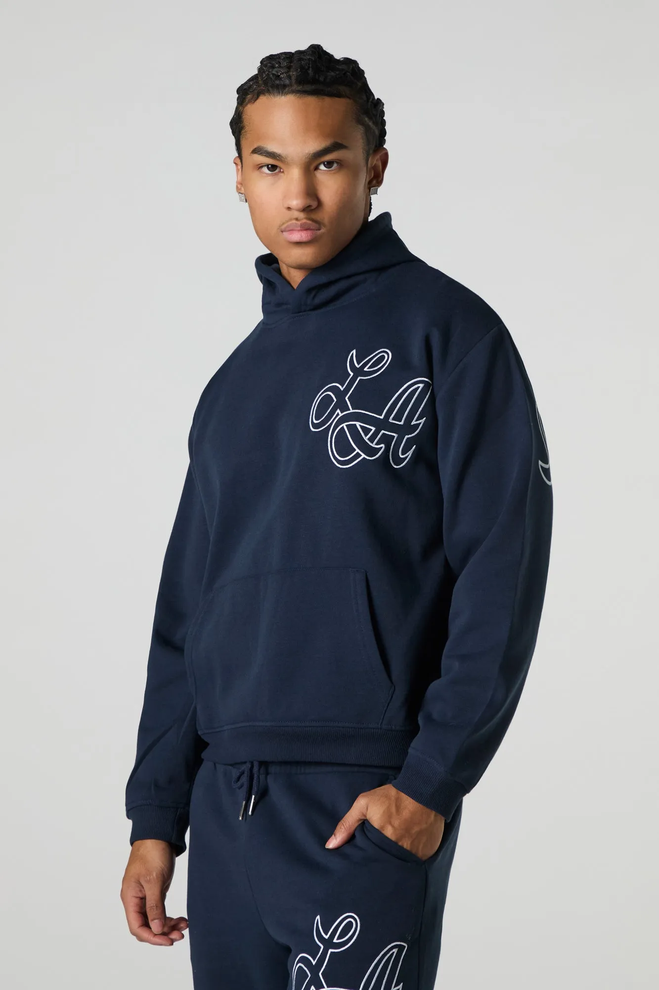 LA Embroidered Fleece Hoodie sold by Charlotte Russe product image thumbnail 2