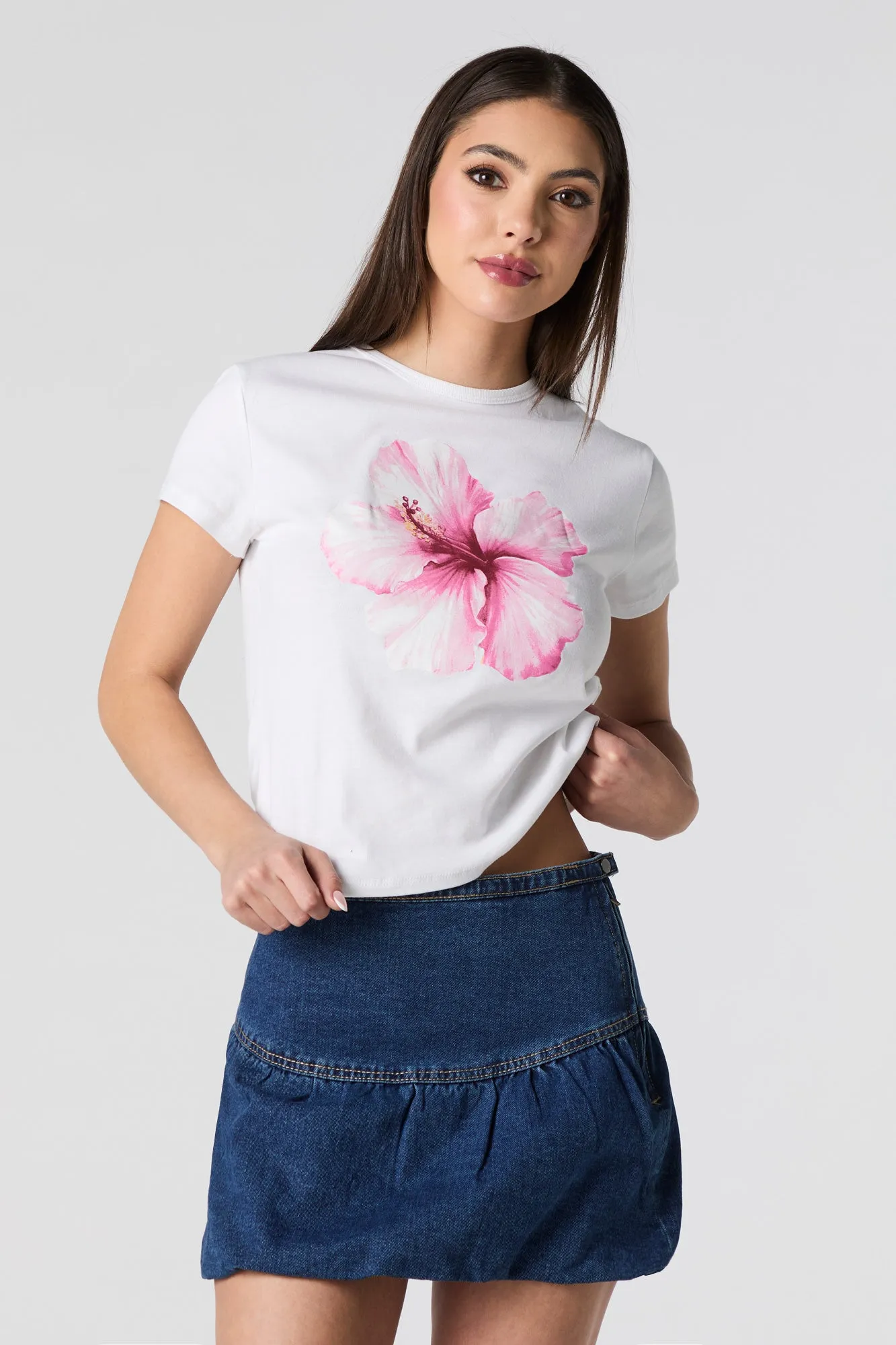 Denim Bubble Mini Skirt sold by Charlotte Russe