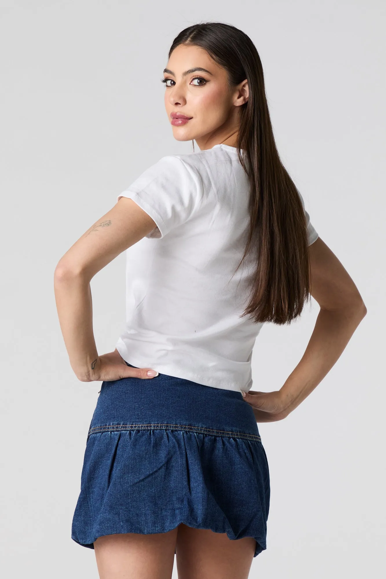 Denim Bubble Mini Skirt sold by Charlotte Russe product image thumbnail 2