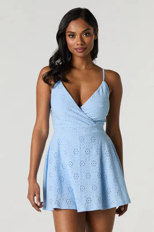 Eyelet Surplice Romper sold by Charlotte Russe