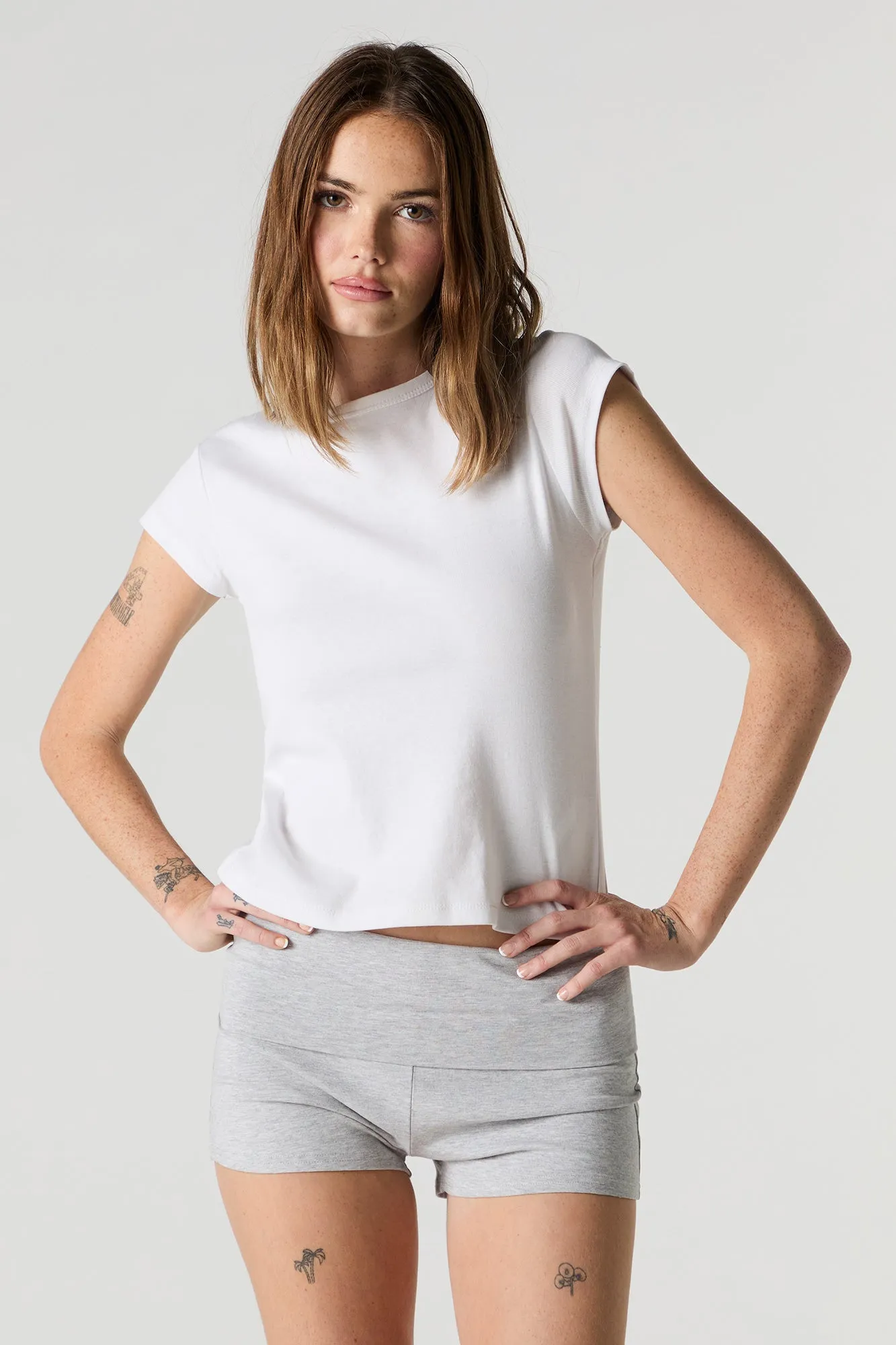 Graphic Foldover Waist Shortie sold by Charlotte Russe product image thumbnail 2