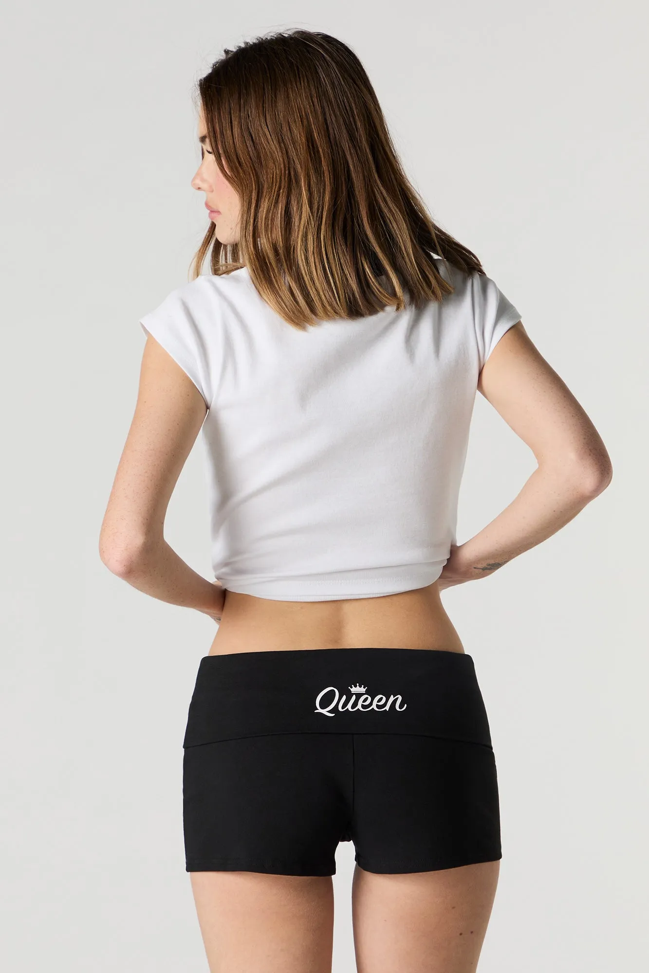 Graphic Foldover Waist Shortie sold by Charlotte Russe product image thumbnail 4