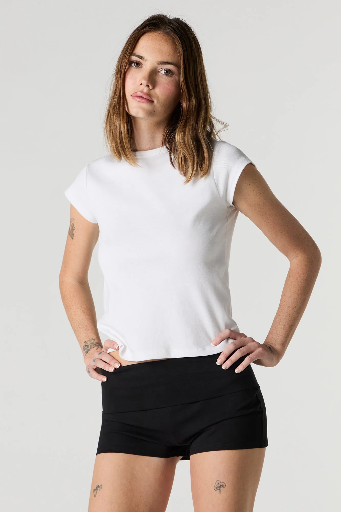 Graphic Foldover Waist Shortie sold by Charlotte Russe product image thumbnail 5