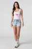 Pink Hibiscus Graphic Ribbed Tank sold by Charlotte Russe
