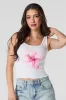 Pink Hibiscus Graphic Ribbed Tank sold by Charlotte Russe