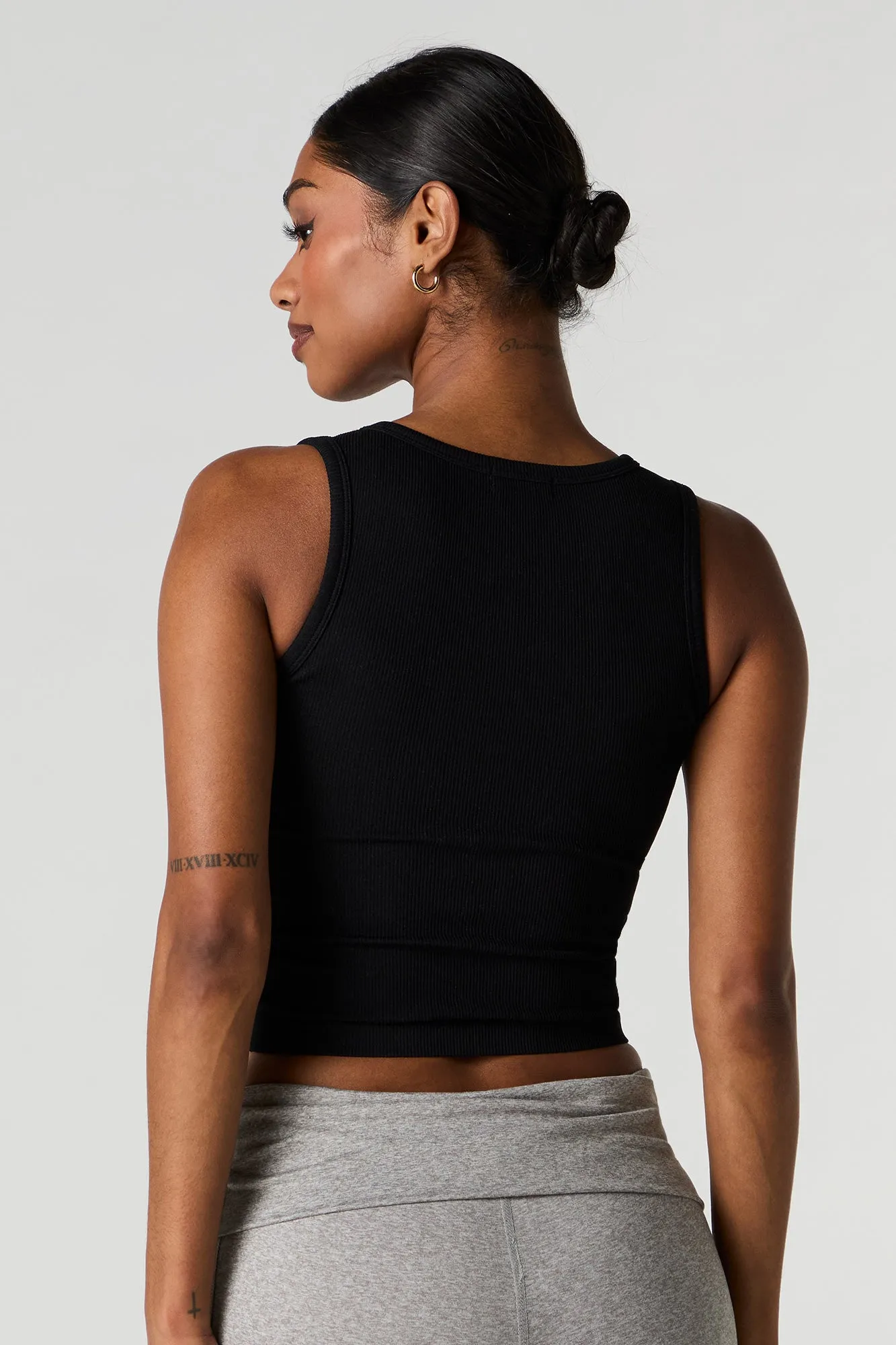 Seamless Ribbed Square Neck Tank with Built-In Cups sold by Charlotte Russe product image thumbnail 5