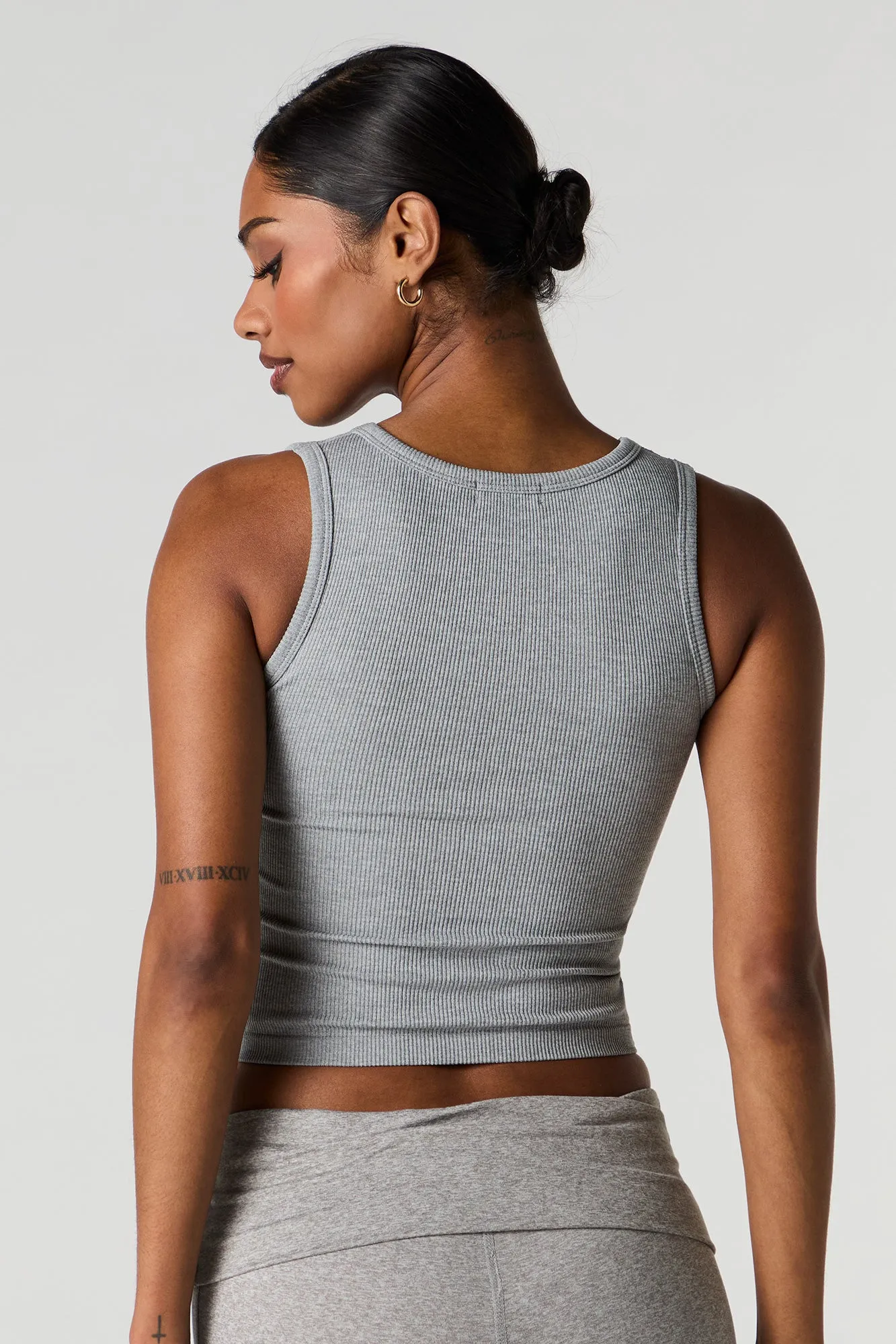 Seamless Ribbed Square Neck Tank with Built-In Cups sold by Charlotte Russe product image thumbnail 2