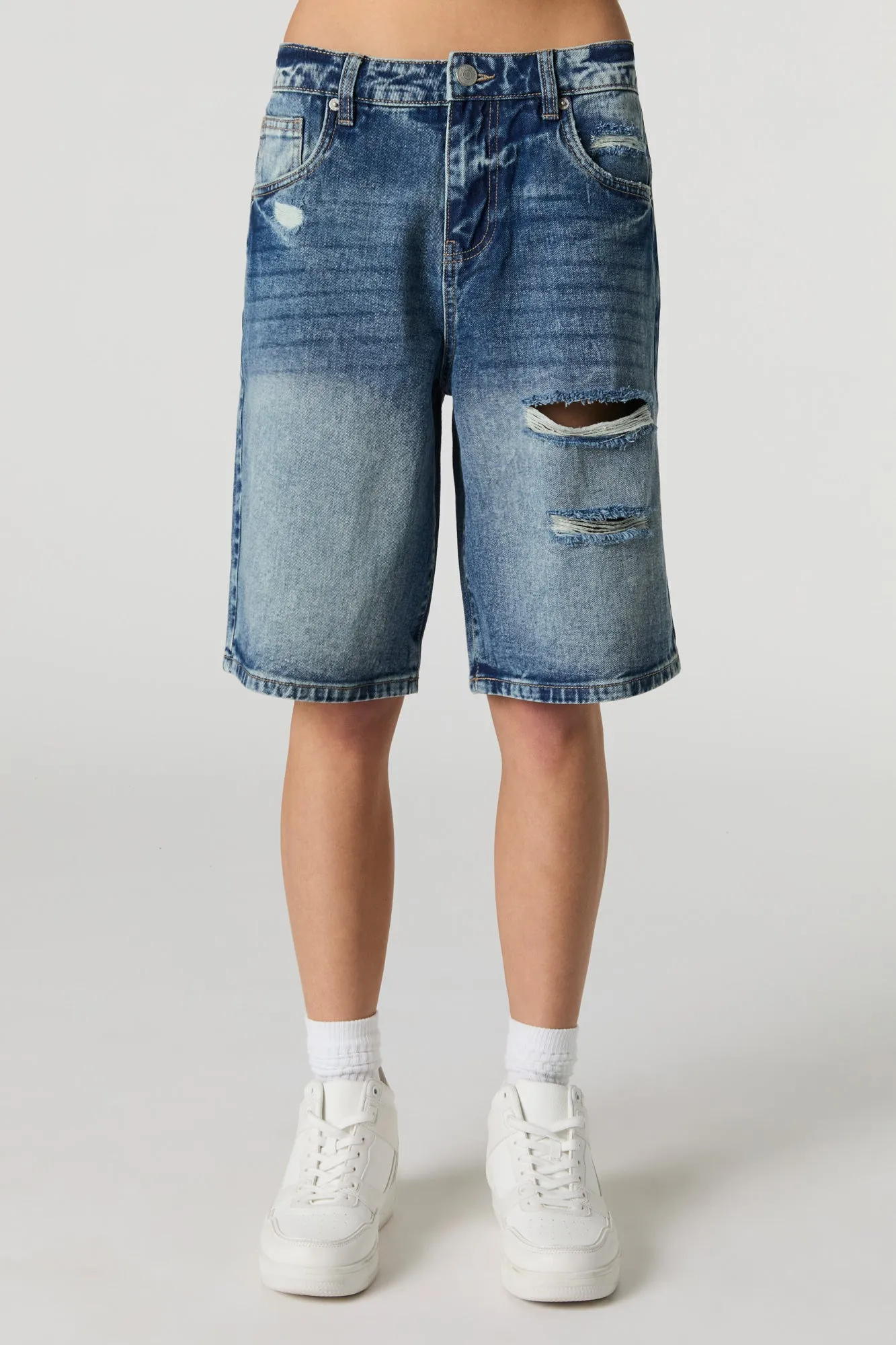 Dark Wash Distressed Denim Jort sold by Charlotte Russe product image thumbnail 2