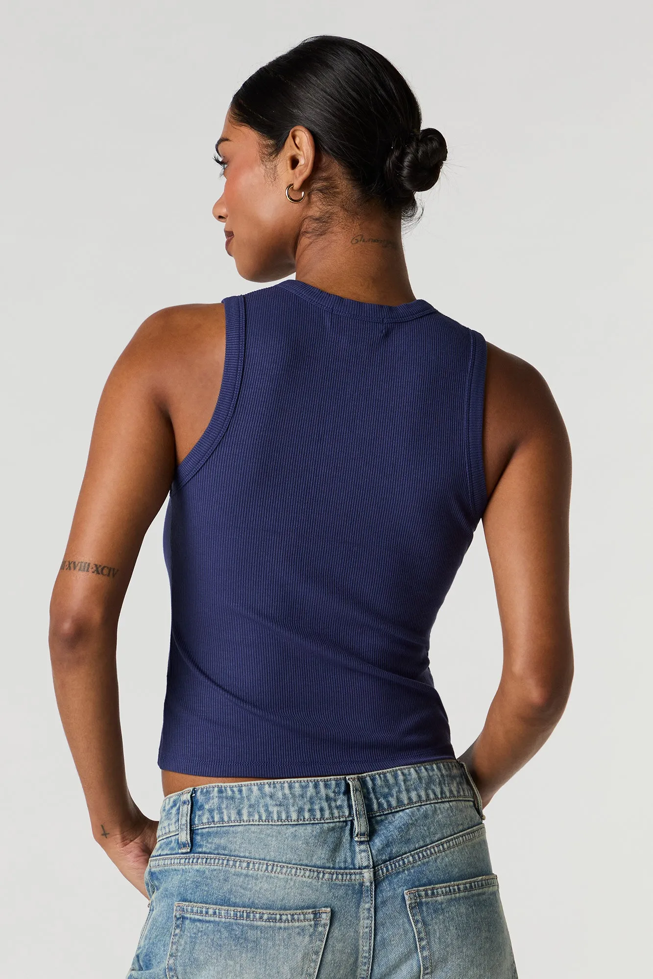 Ribbed Button Front Tank sold by Charlotte Russe product image thumbnail 2