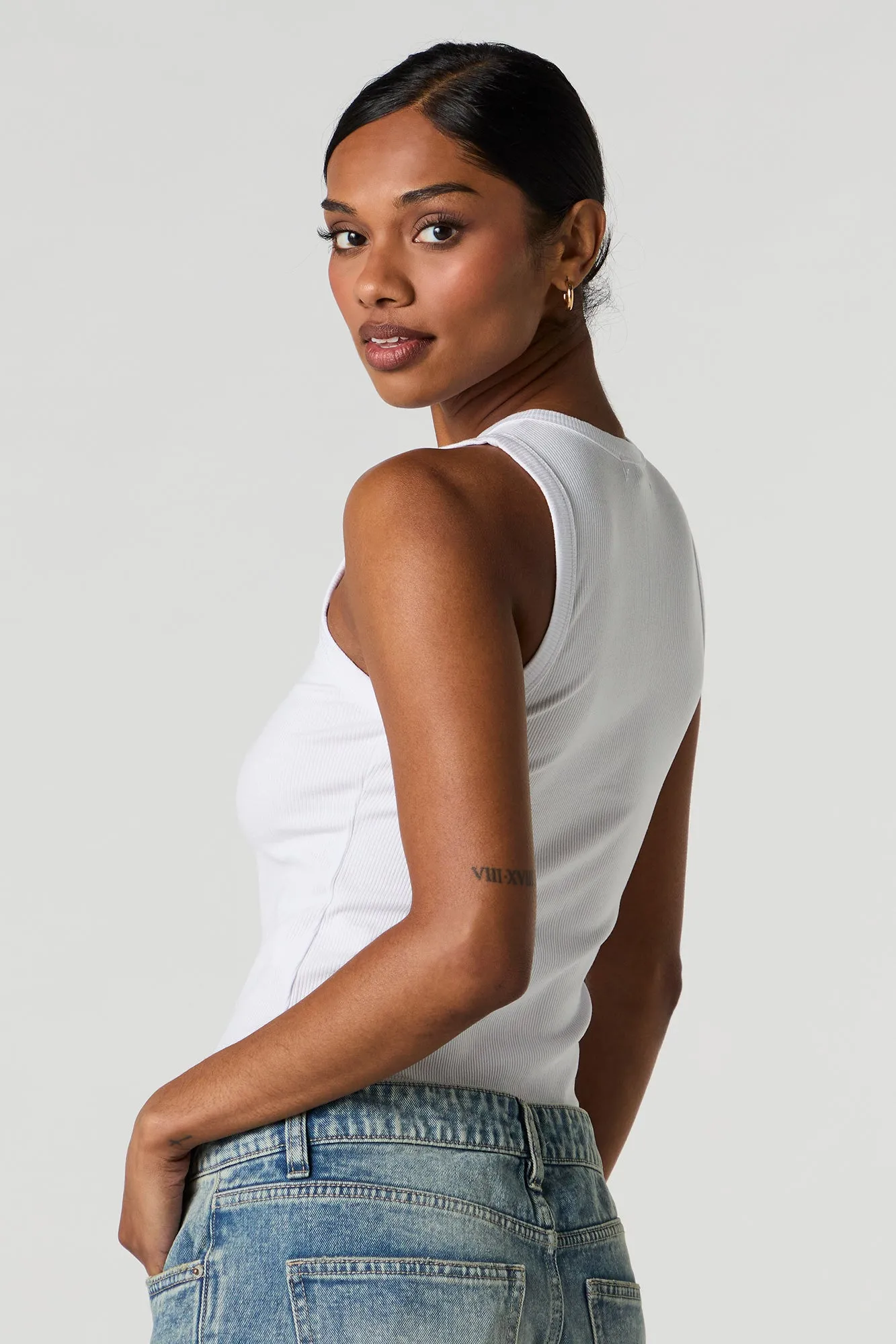 Ribbed Button Front Tank sold by Charlotte Russe product image thumbnail 5