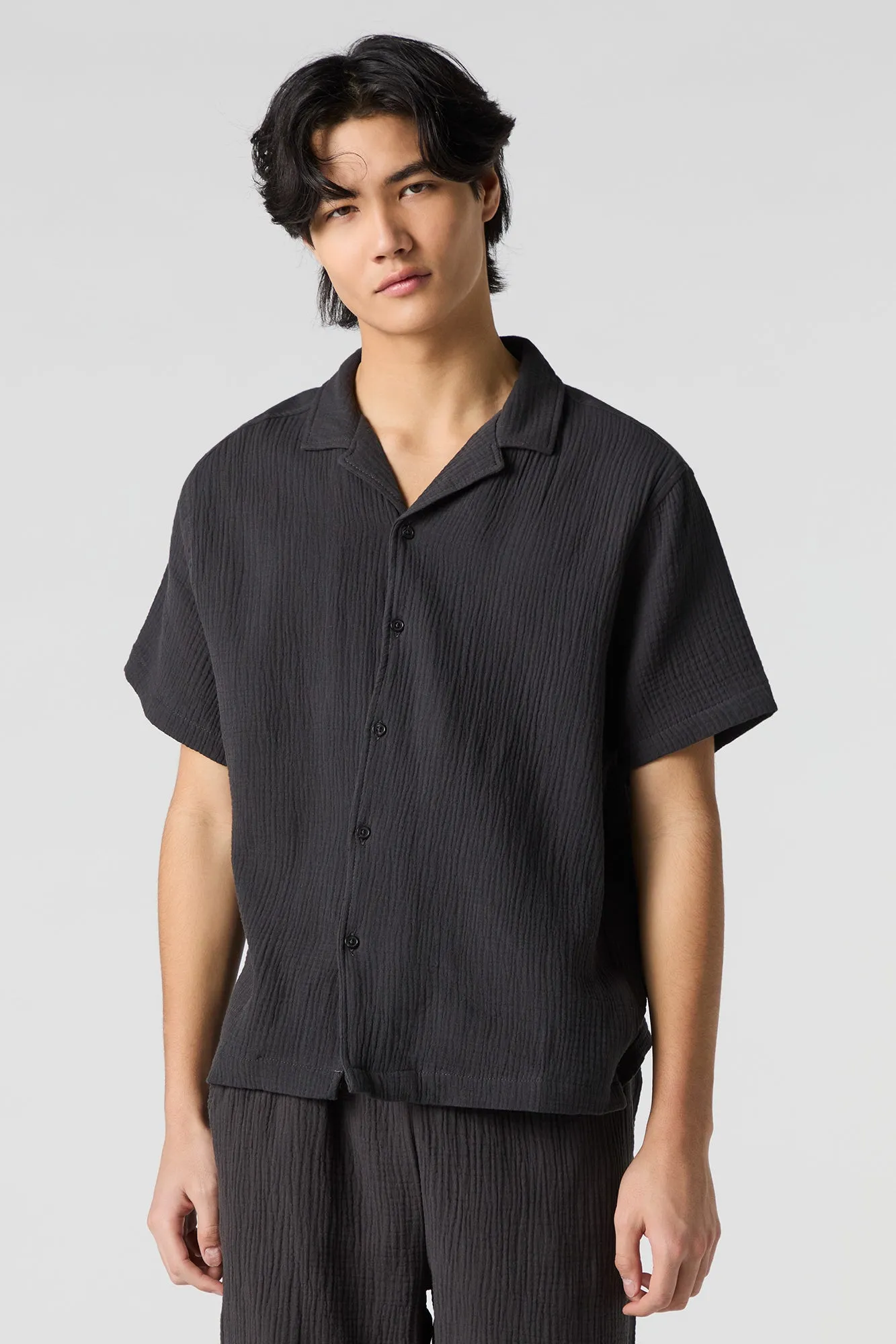 Crinkle Button-Up Top sold by Charlotte Russe product image thumbnail 4