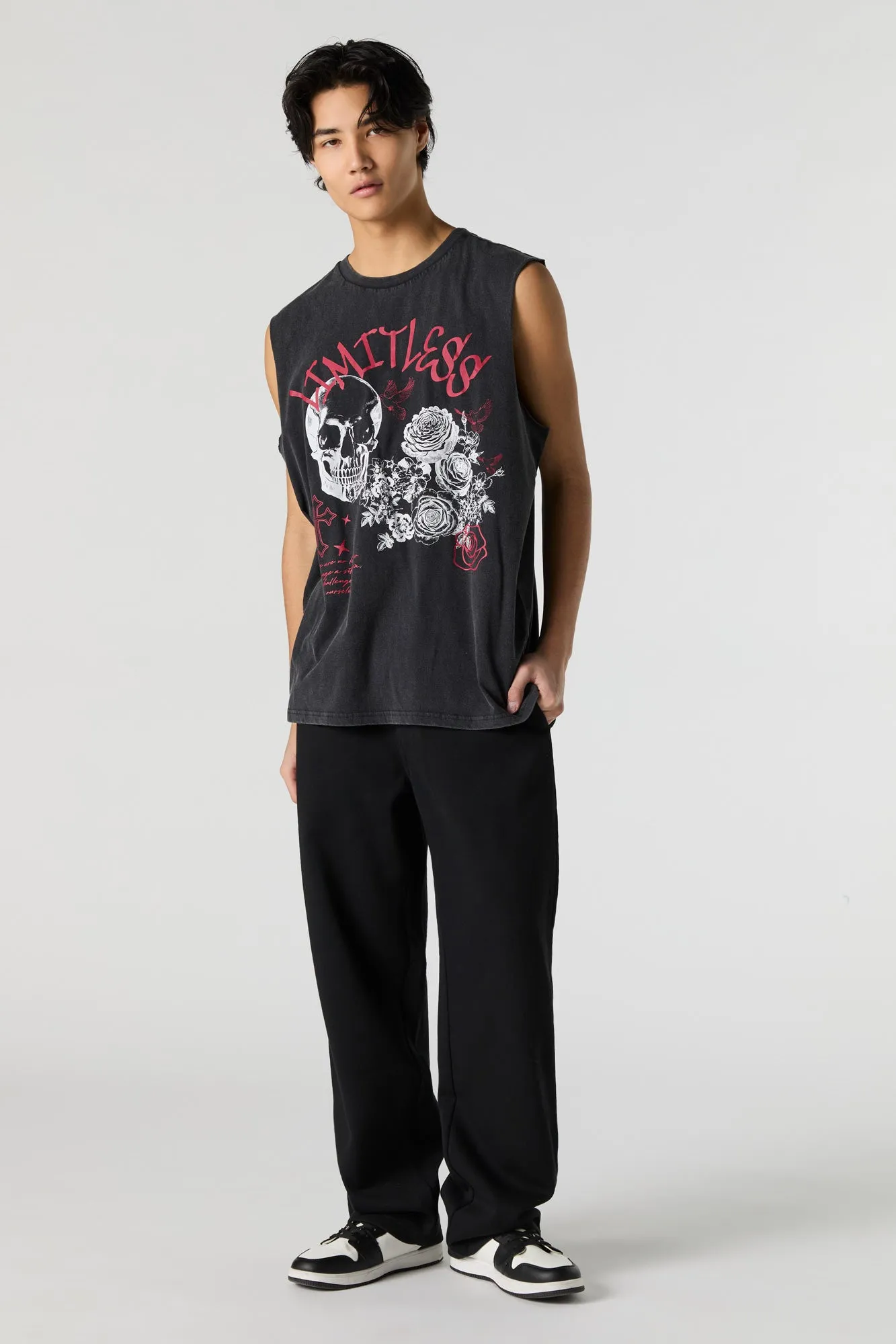 Limitless Graphic Washed Muscle Tank sold by Charlotte Russe product image thumbnail 3