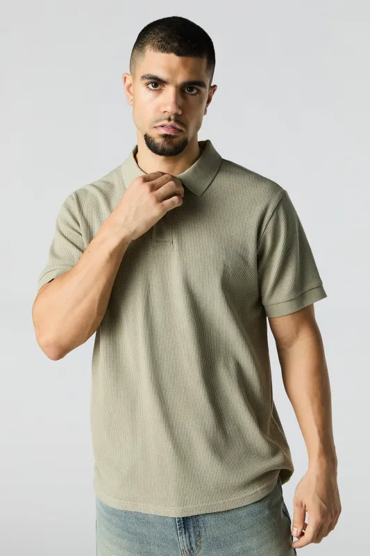 Thermal Knit Polo Top sold by Charlotte Russe