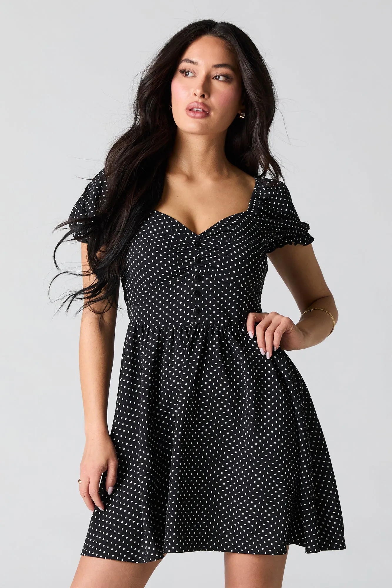 Flowy Button Front Mini Dress sold by Charlotte Russe product image thumbnail 4