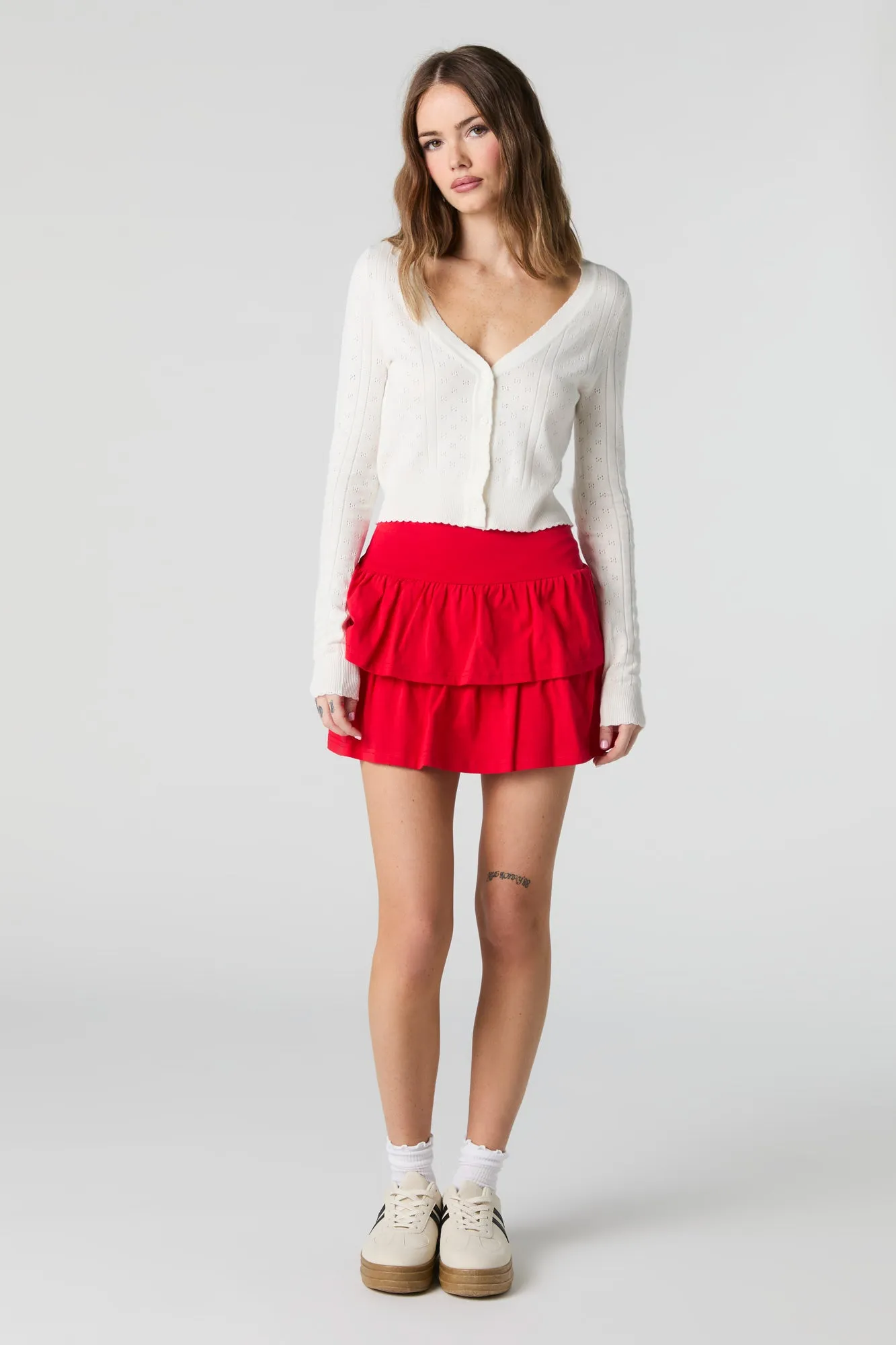 Jersey Ruffled Tiered Mini Skort sold by Charlotte Russe product image thumbnail 3