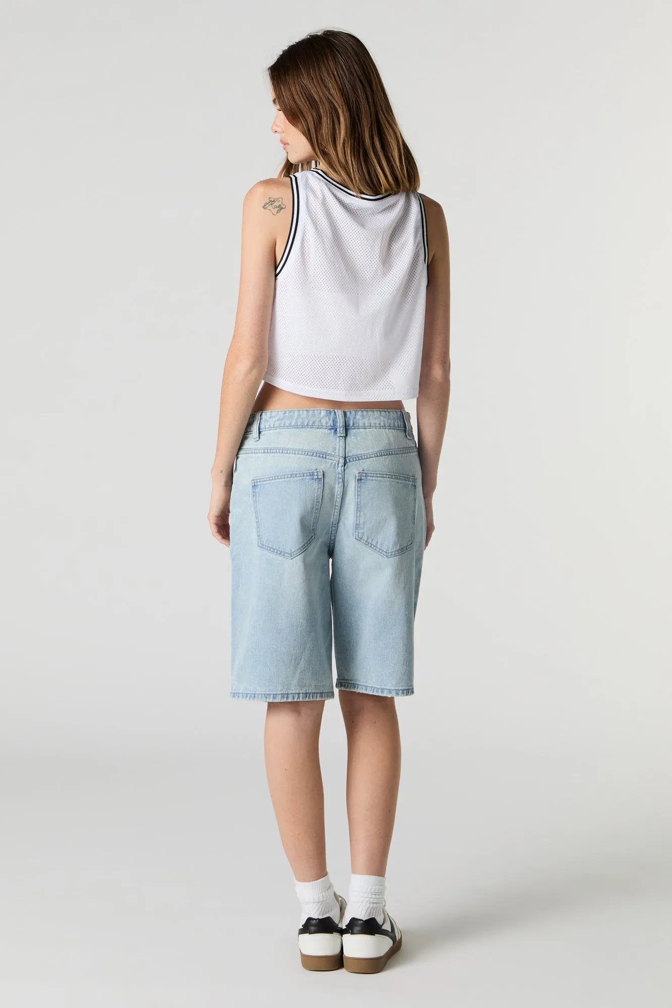 Light Wash Distressed Jort sold by Charlotte Russe product image thumbnail 3