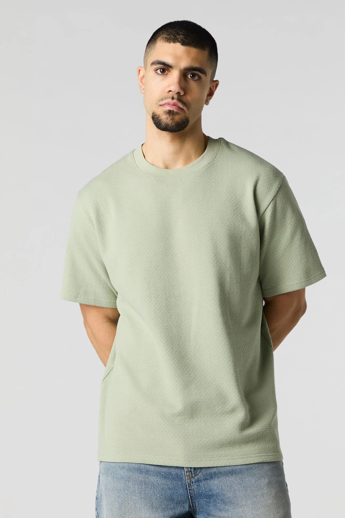 Textured Knit Crewneck T-Shirt sold by Charlotte Russe