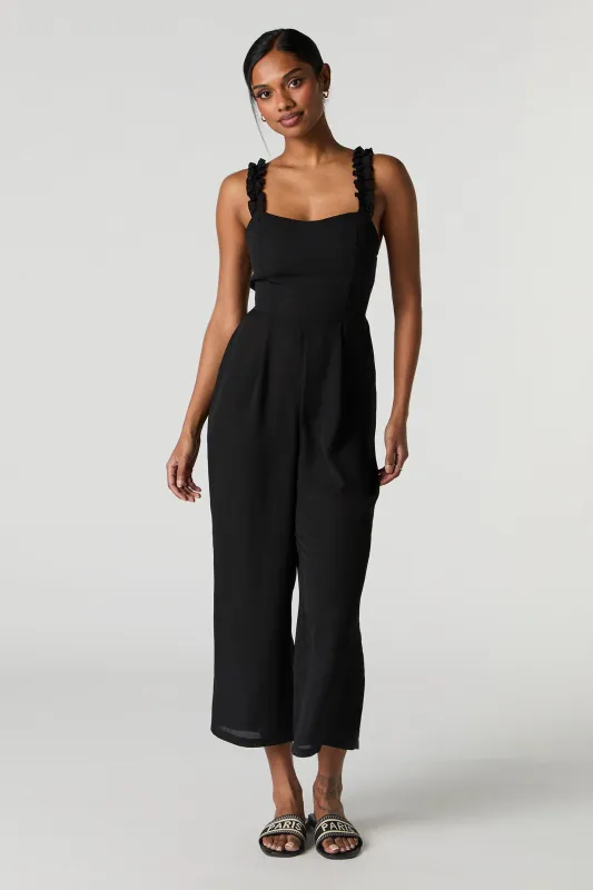 Ruffle Strap Tie Back Jumpsuit sold by Charlotte Russe
