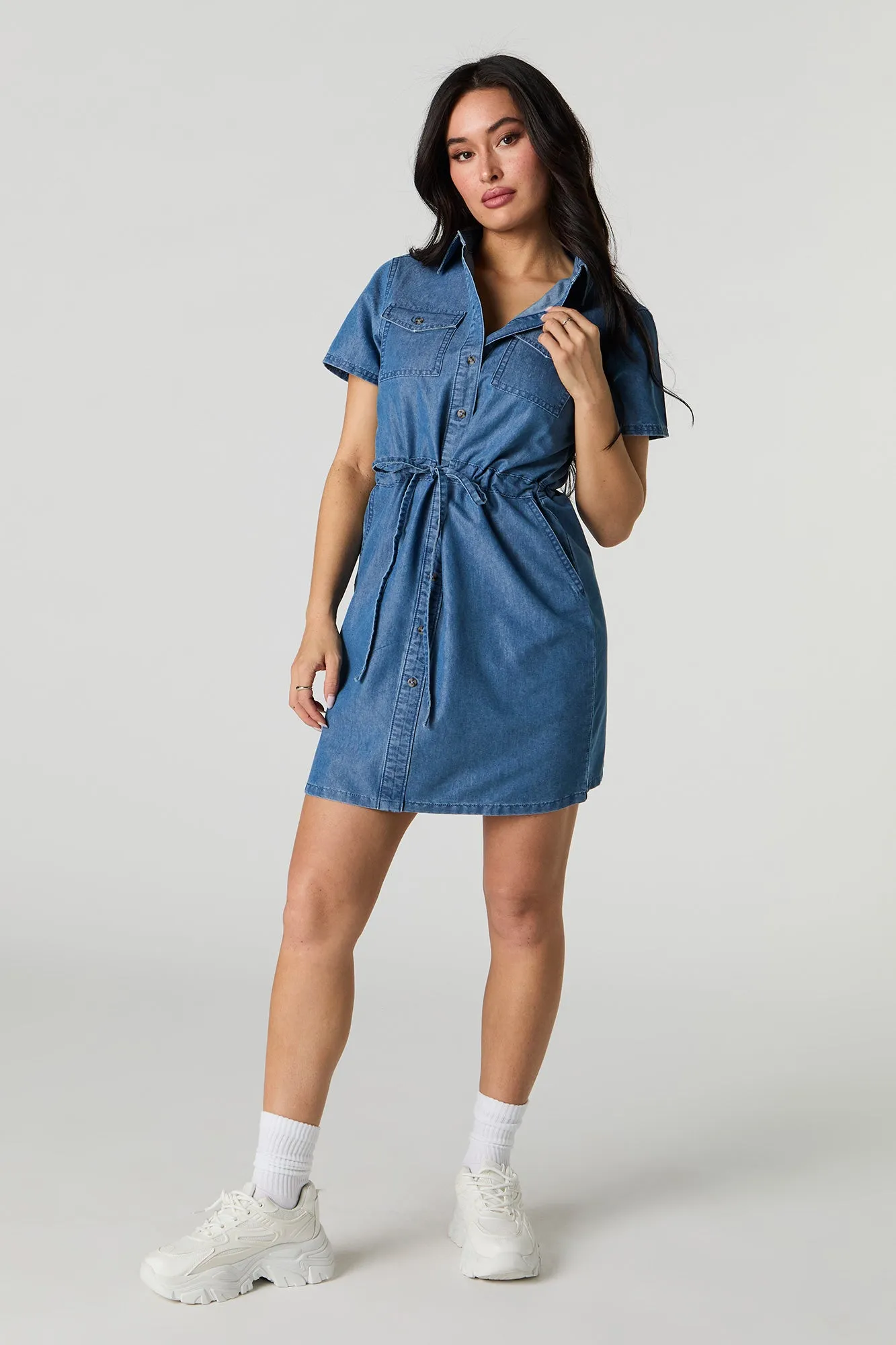 Button-Up Collared Denim Dress sold by Charlotte Russe product image thumbnail 3