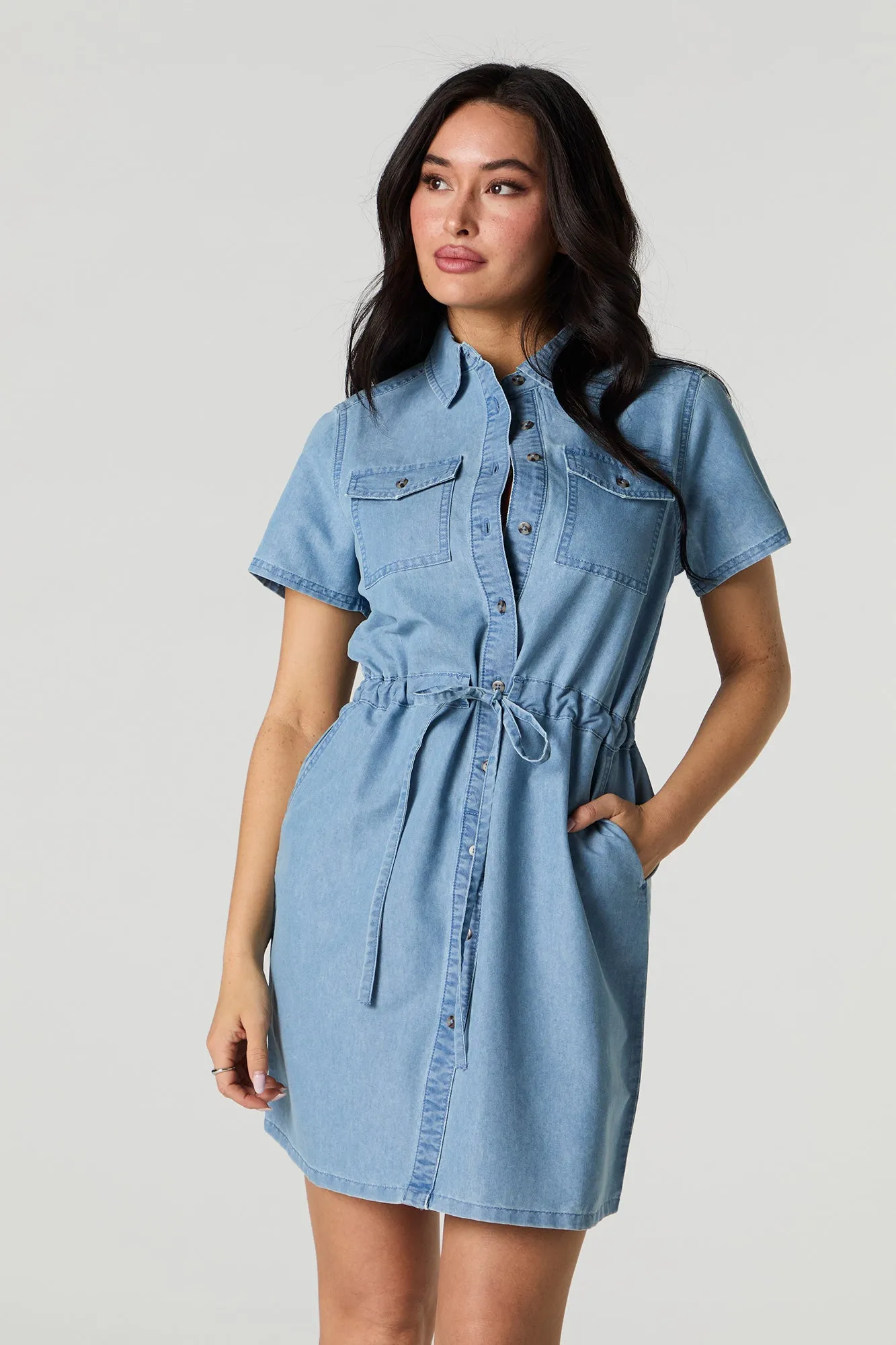 Button-Up Collared Denim Dress sold by Charlotte Russe product image thumbnail 4