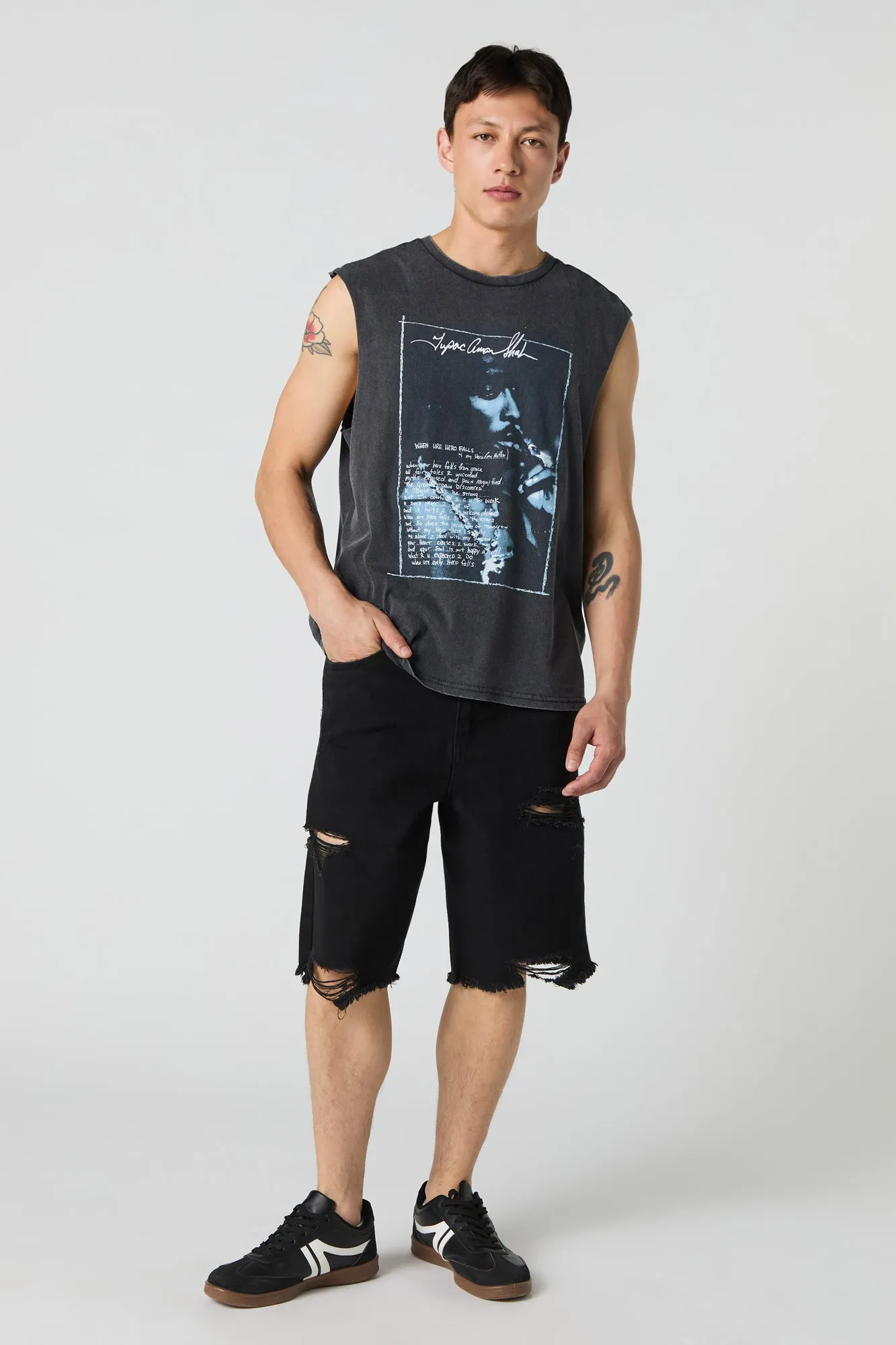 Tupac My Hero Graphic Washed Tank sold by Charlotte Russe product image thumbnail 3