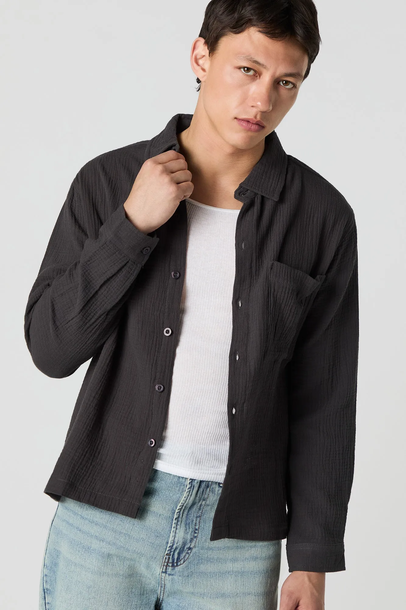 Collared Button-Up Top sold by Charlotte Russe