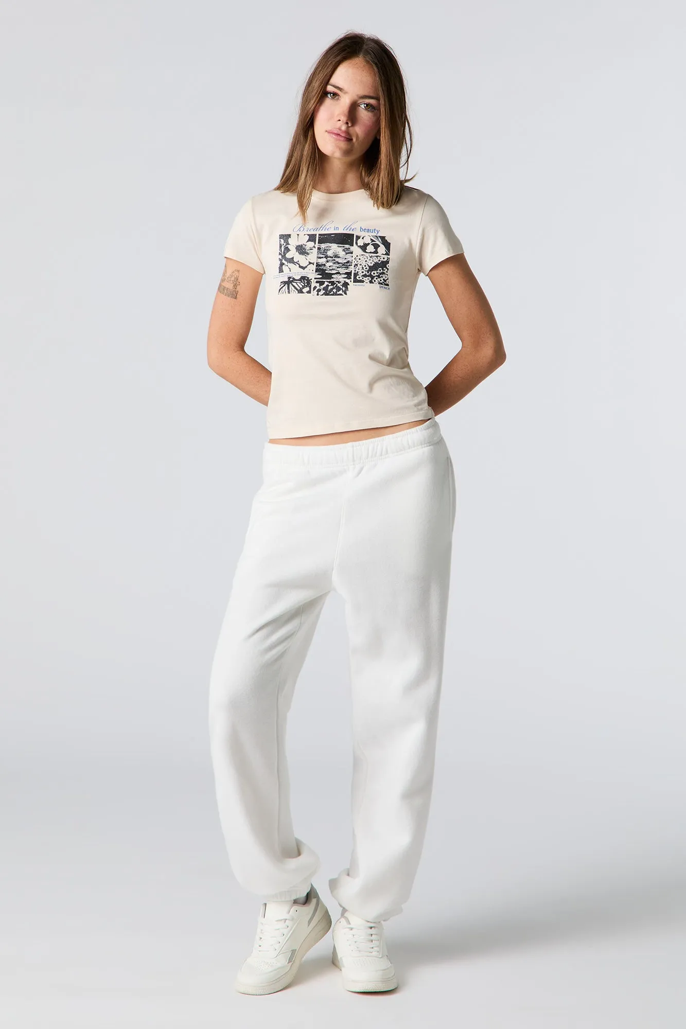 Breathe in the Beauty Graphic Fitted T-Shirt sold by Charlotte Russe product image thumbnail 3