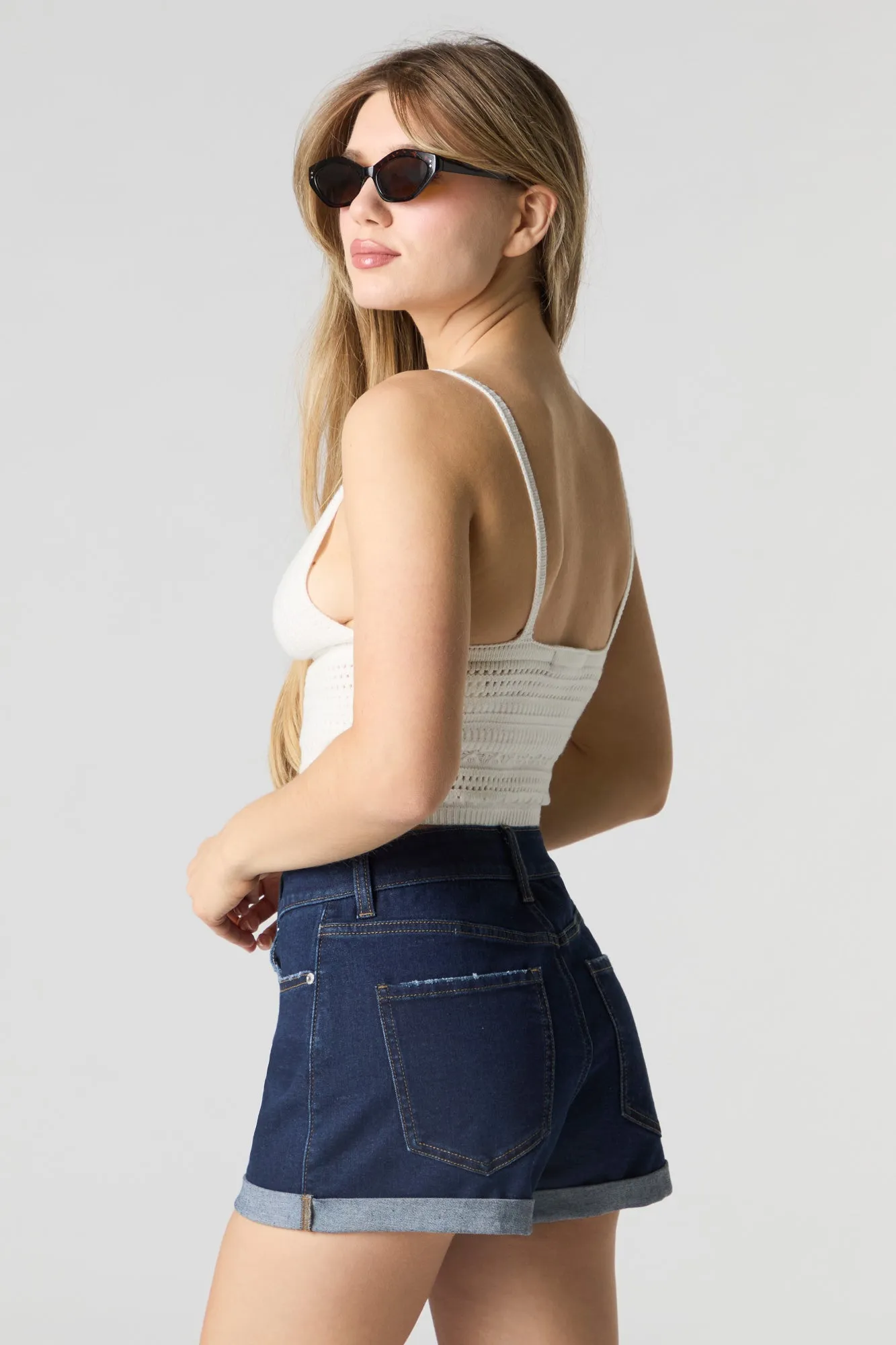 Rinsed High Rise Rolled Hem Short sold by Charlotte Russe product image thumbnail 2