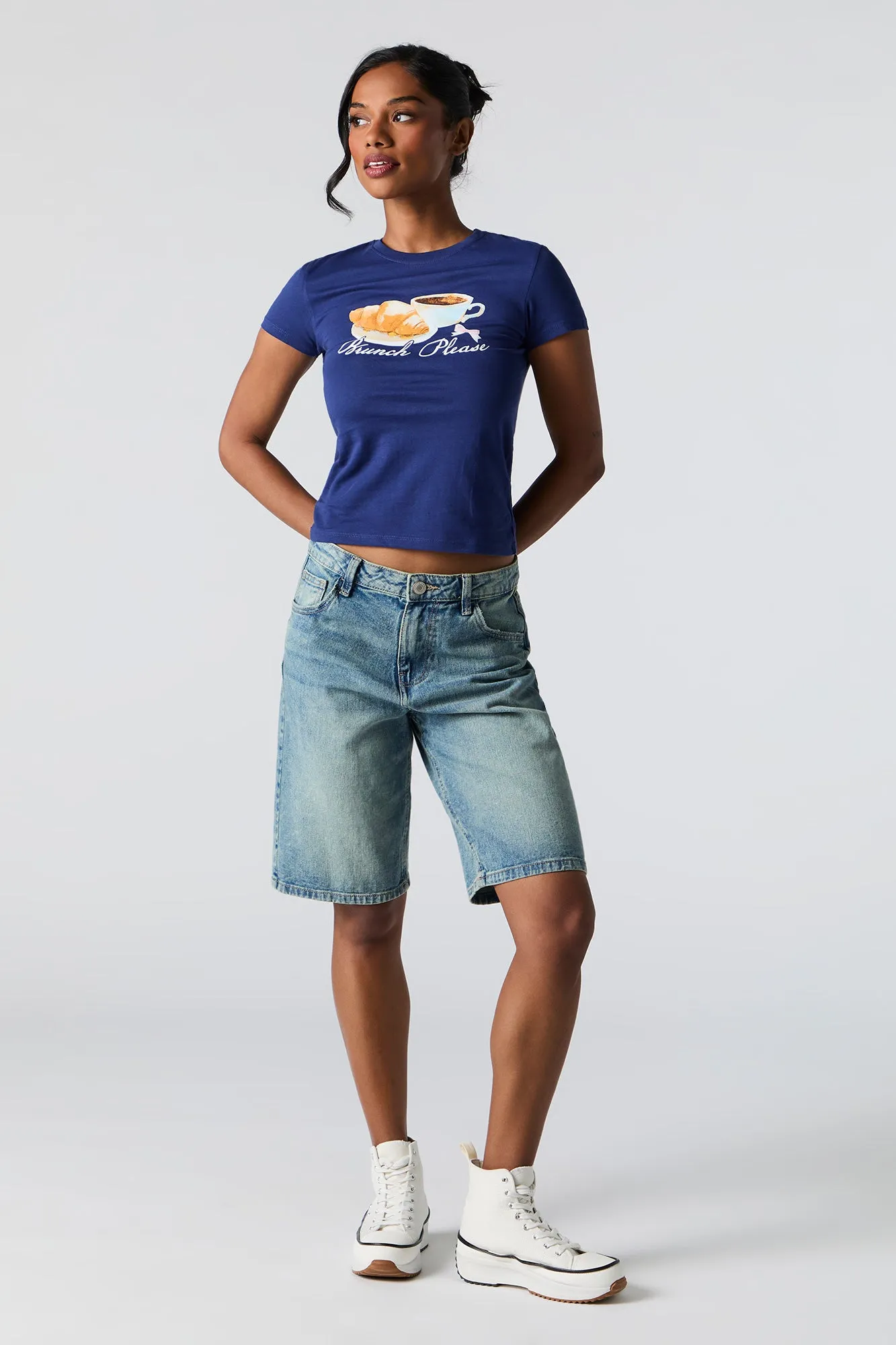 Brunch Please Graphic Fitted T-Shirt sold by Charlotte Russe product image thumbnail 3
