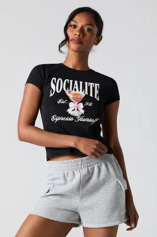 Espresso Martini Graphic Fitted T-Shirt sold by Charlotte Russe