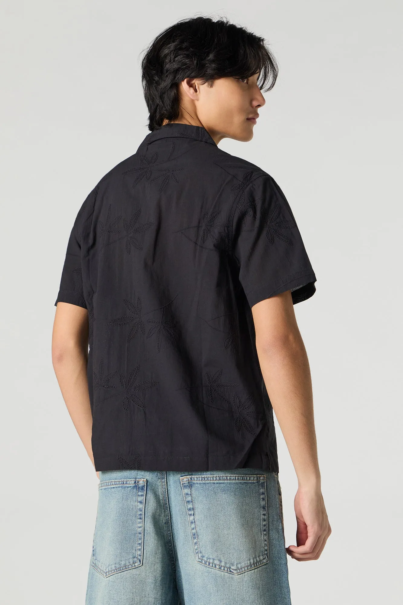 Eyelet Leaf Embroidered Button-Up Top sold by Charlotte Russe product image thumbnail 5