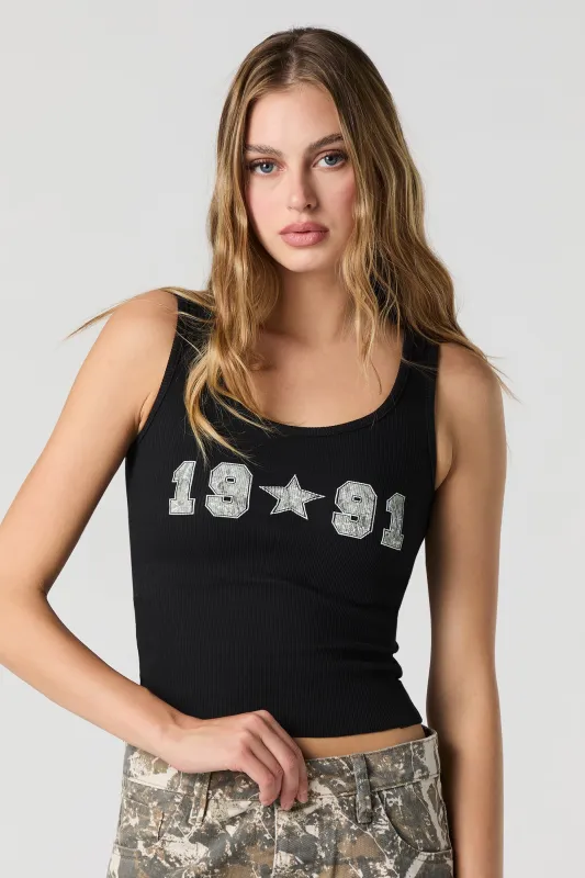 1991 Graphic Ribbed Tank sold by Charlotte Russe