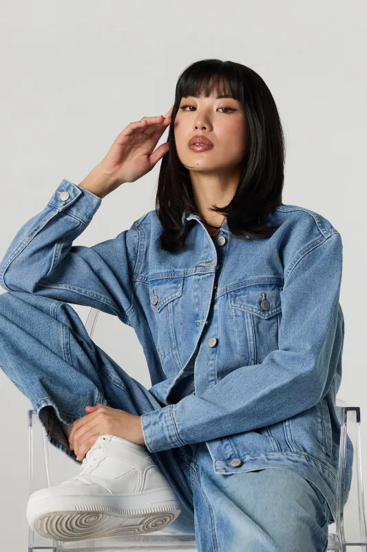 Denim Boyfriend Trucker Jacket sold by Charlotte Russe