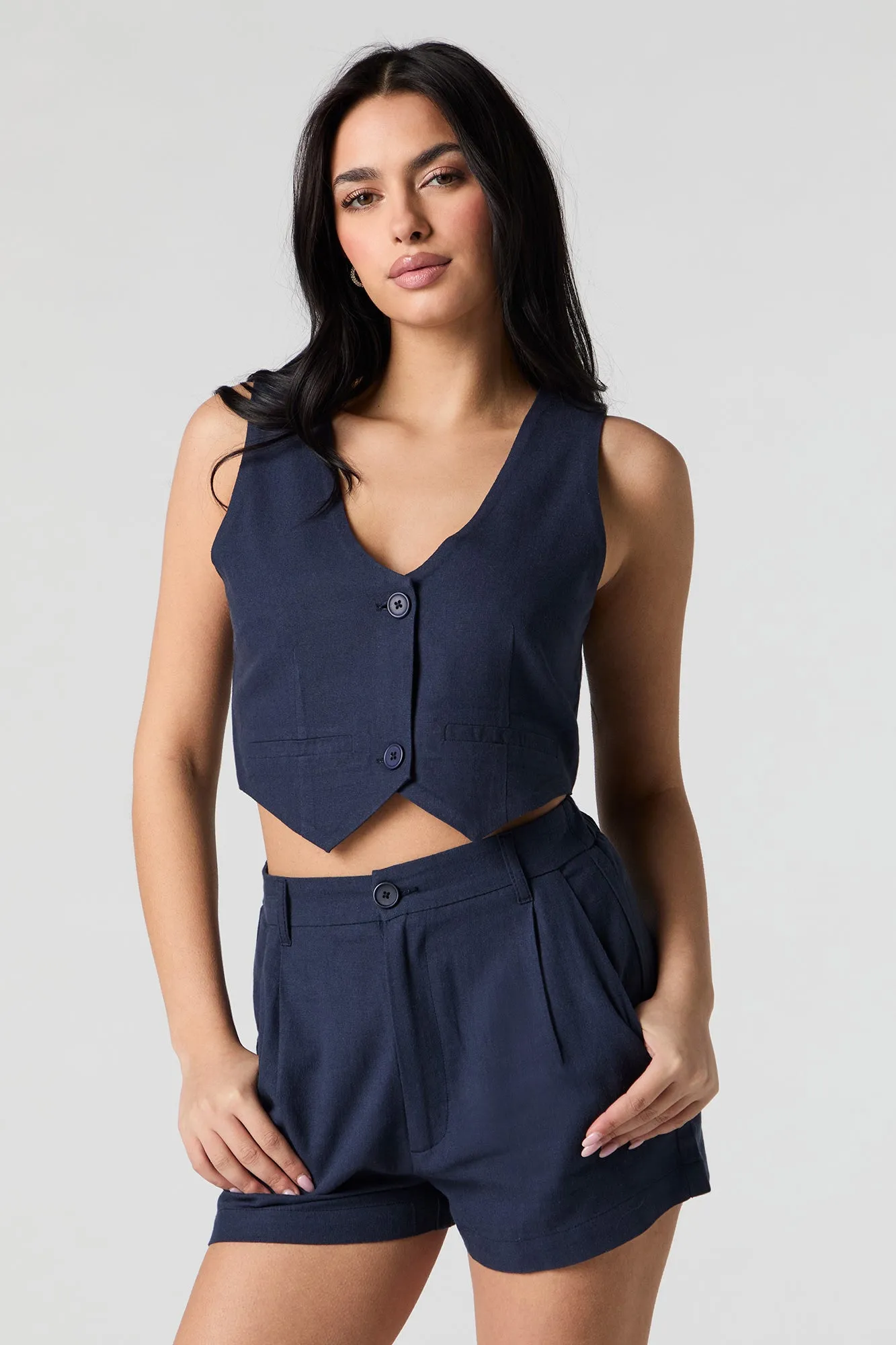 Linen-Blend Dress Short sold by Charlotte Russe