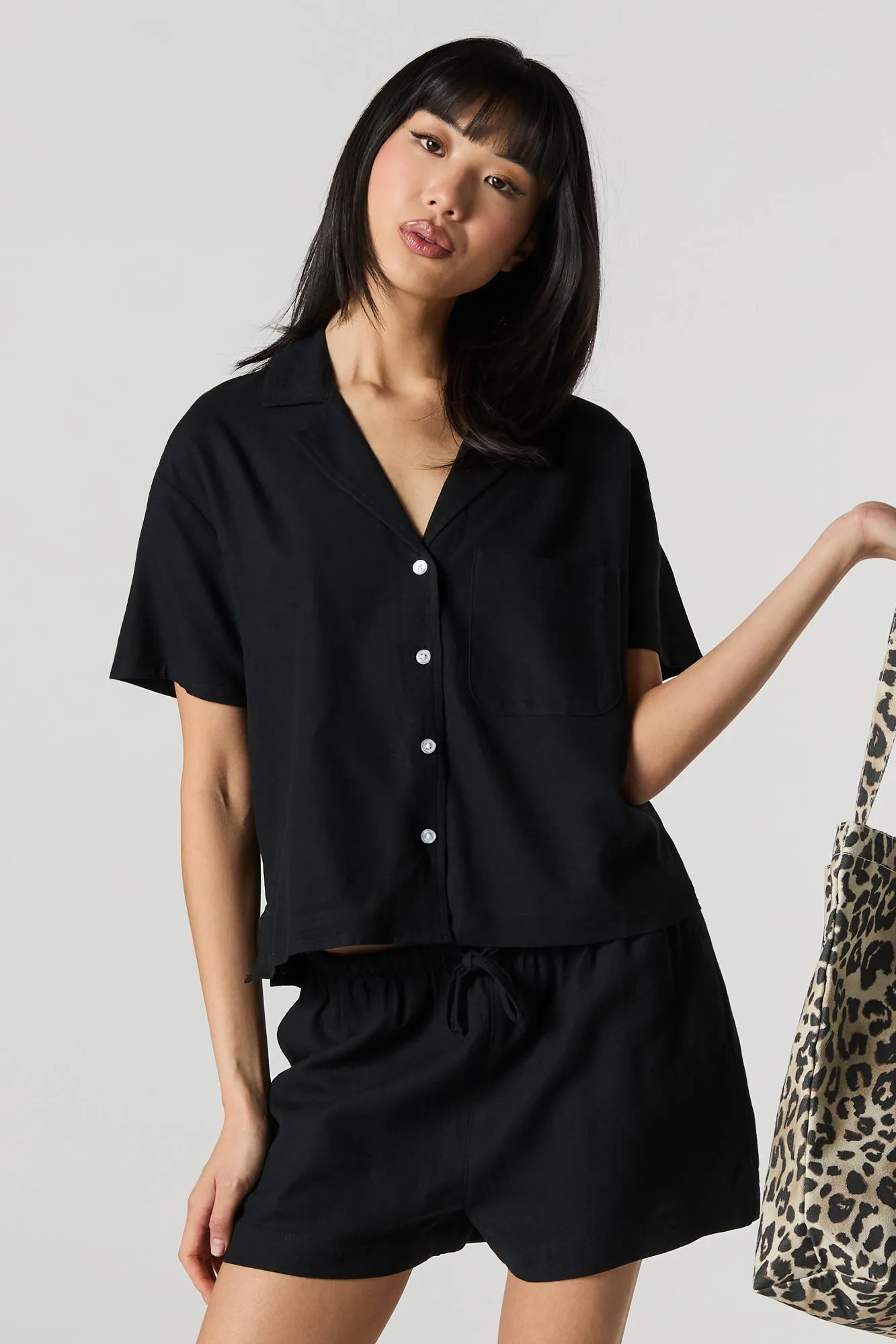 Linen-Blend Drawstring Short sold by Charlotte Russe product image thumbnail 4