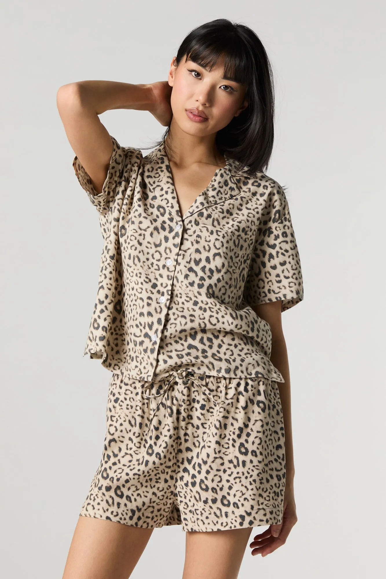 Linen-Blend Drawstring Short sold by Charlotte Russe