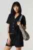 Linen-Blend Short Sleeve Button-Up Top sold by Charlotte Russe
