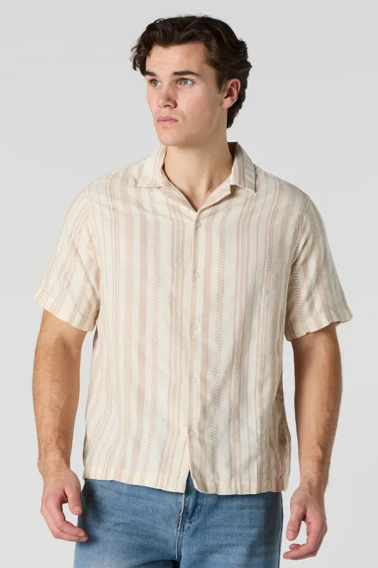 Textured Linen-Blend Button-Up Top sold by Charlotte Russe