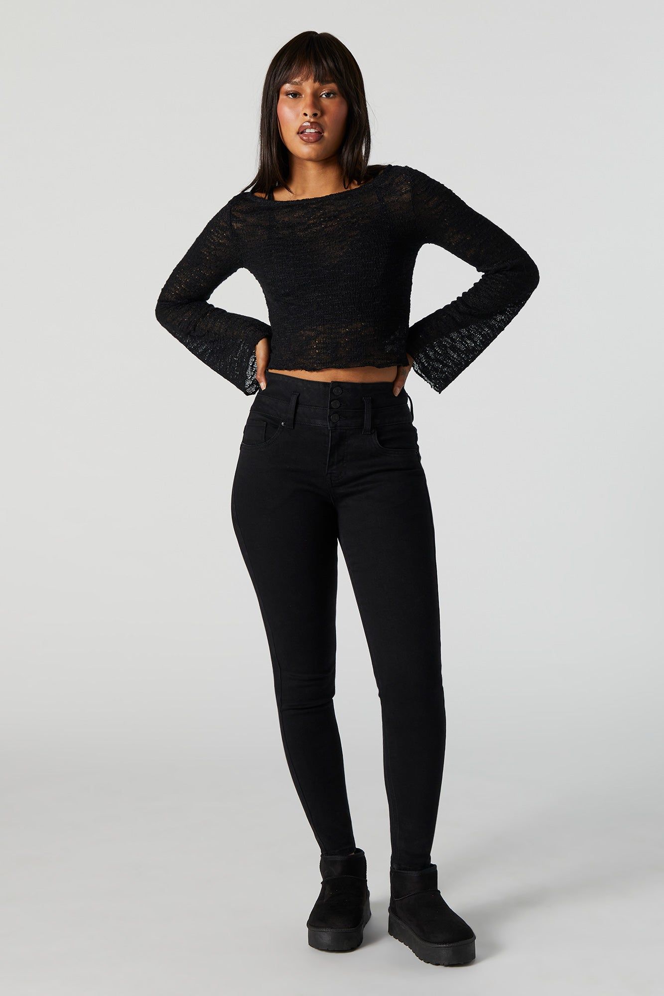 Crochet Knit Long Sleeve Top sold by Charlotte Russe product image thumbnail 3