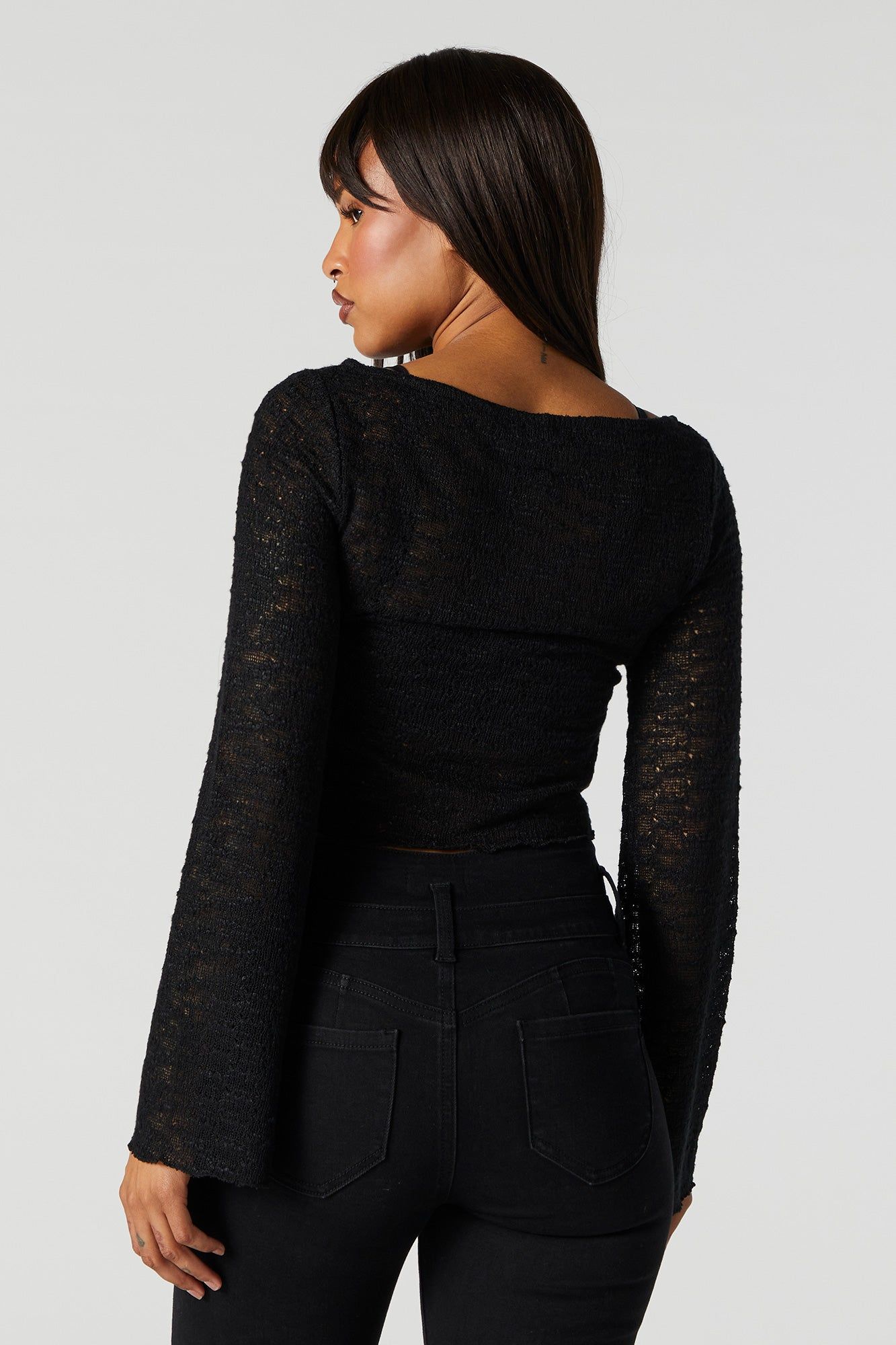 Crochet Knit Long Sleeve Top sold by Charlotte Russe product image thumbnail 2