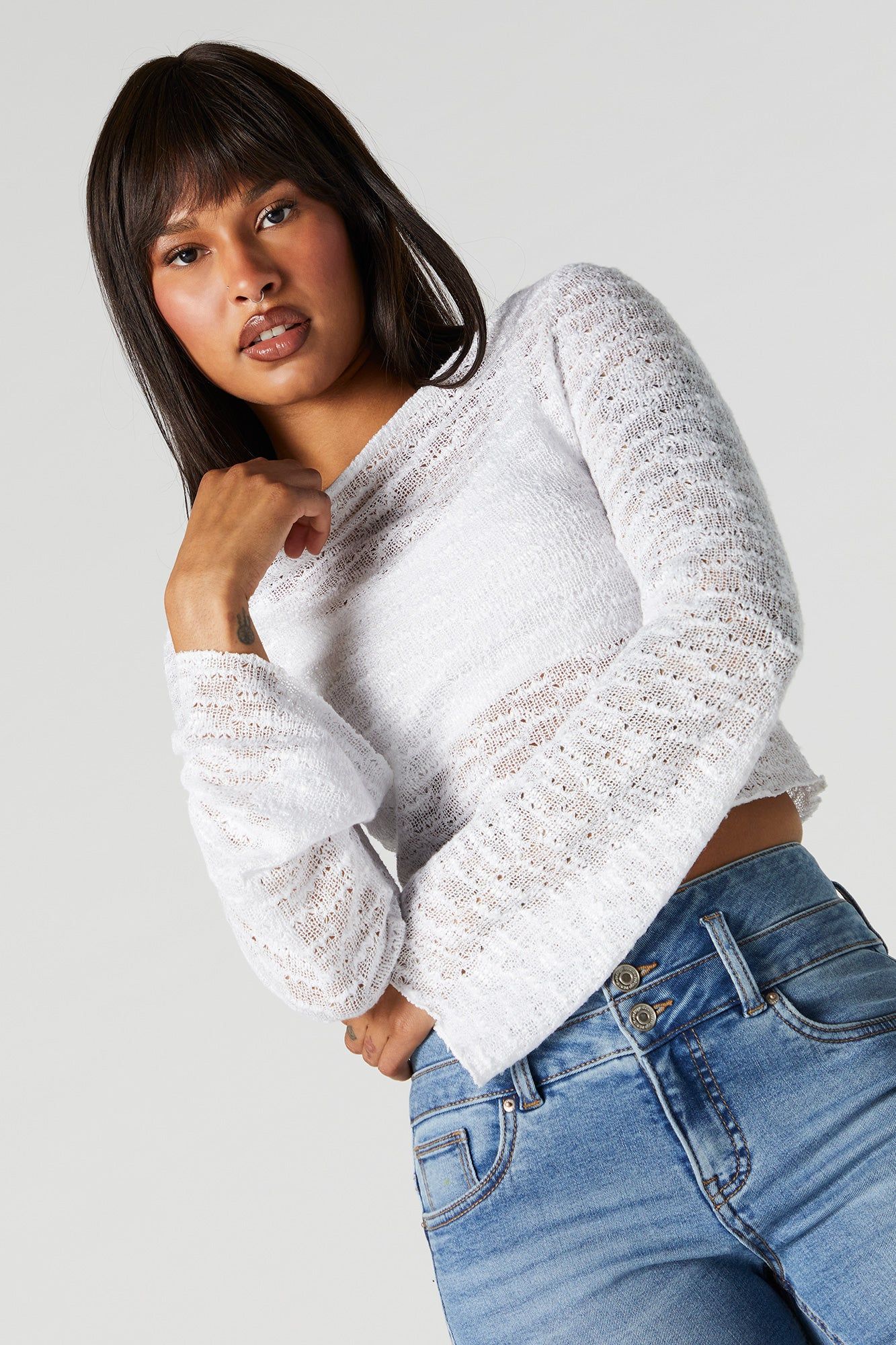 Crochet Knit Long Sleeve Top sold by Charlotte Russe product image thumbnail 4